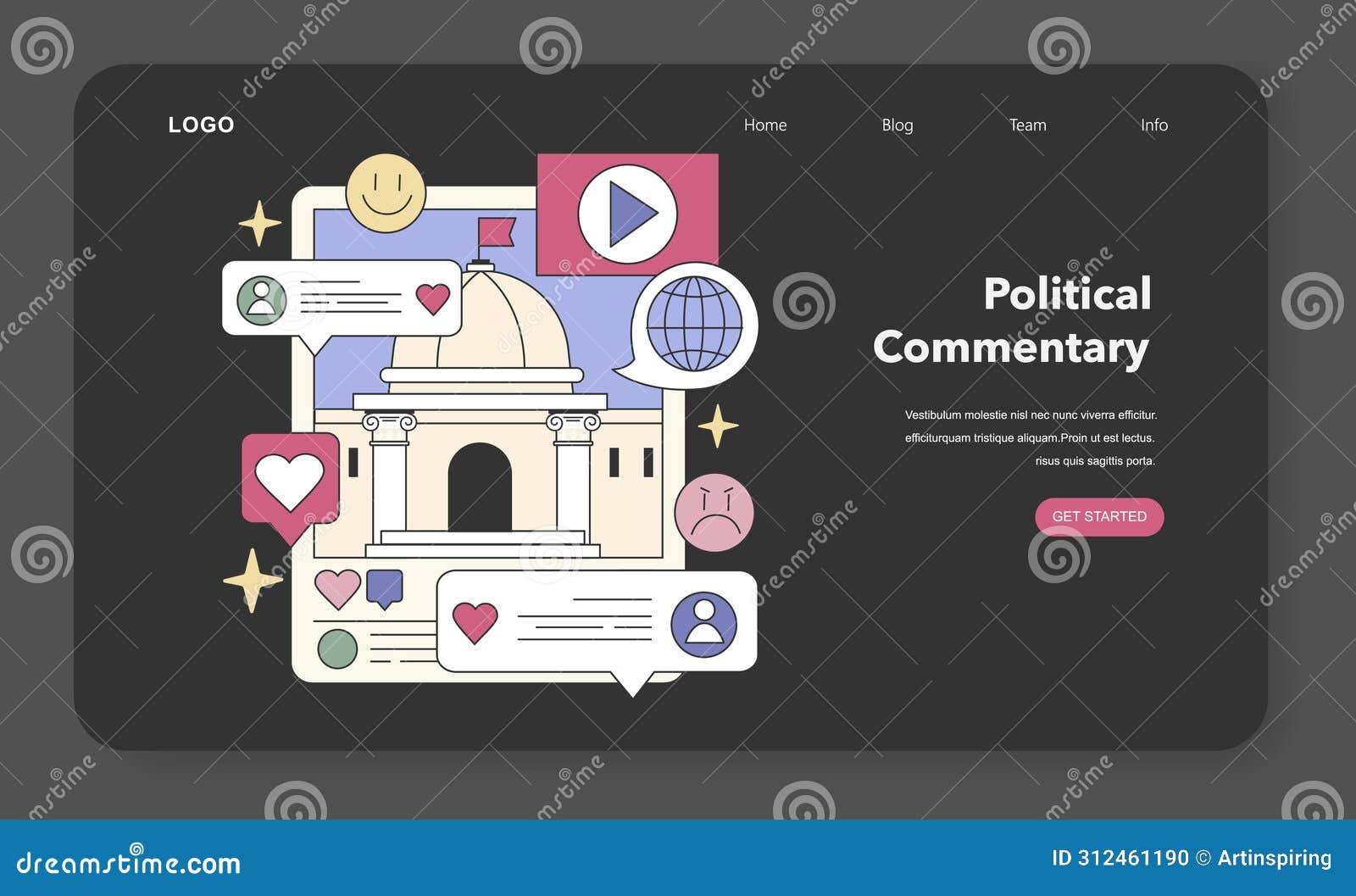 civic discourse set. engaging in societal debates and global issues through online platforms. flat  