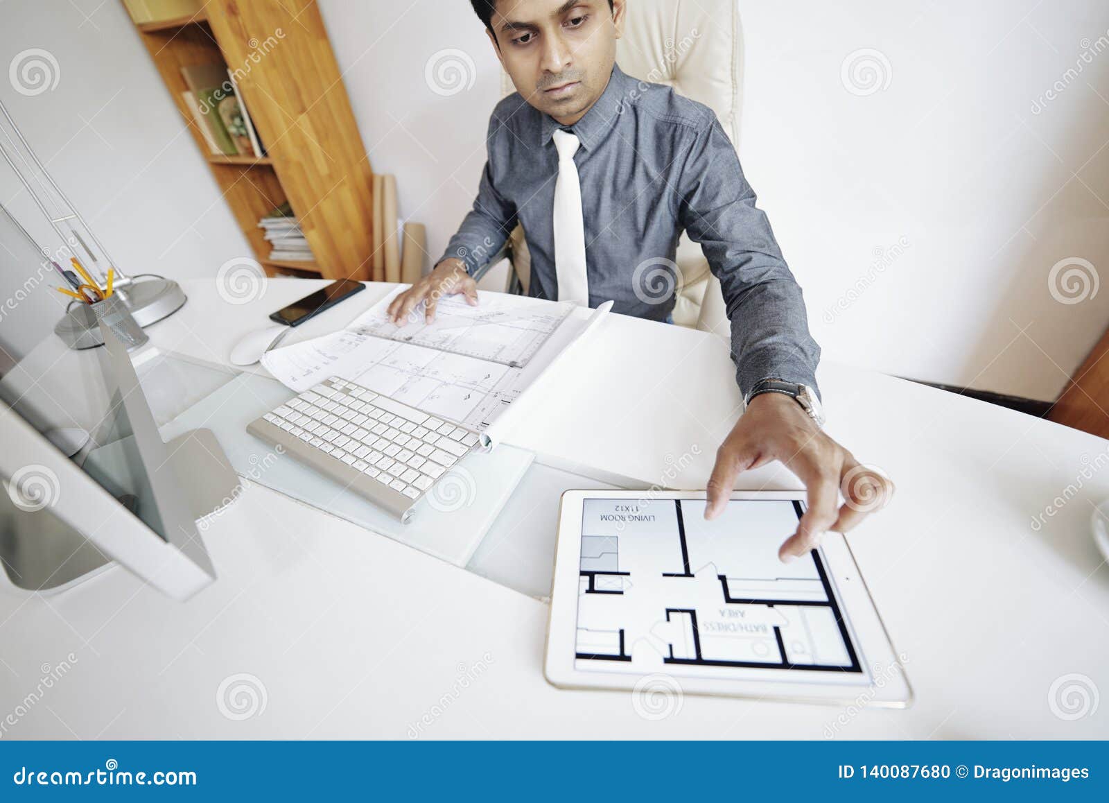 Civil Engineer Working with Blueprints Stock Photo - Image of plan, engineer:  140087680