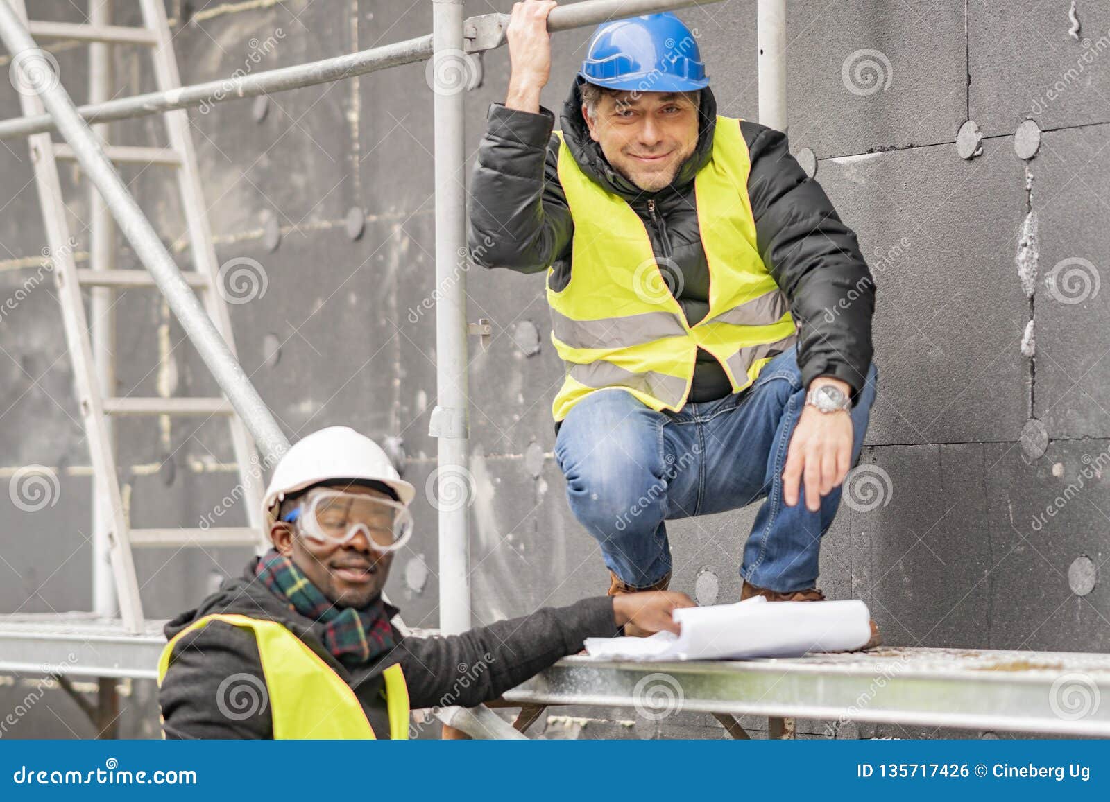 Civil Engineers Working on Construction Site Stock Photo - Image of