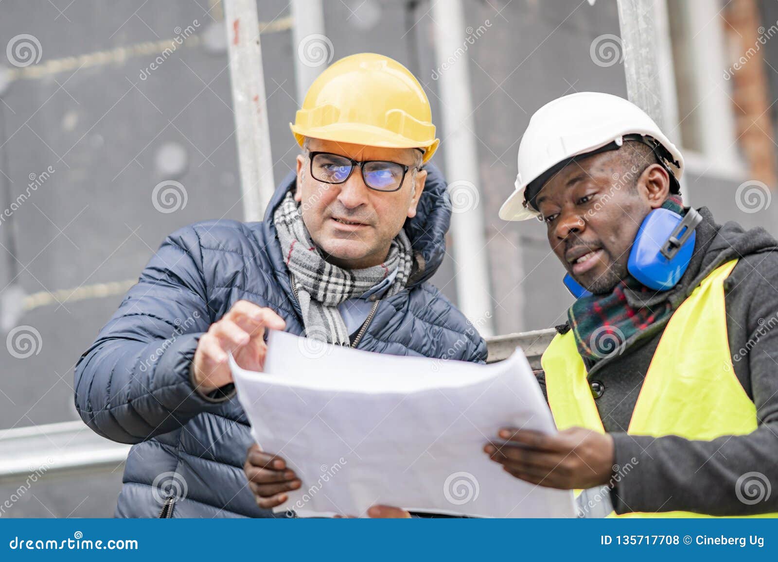 Civil Engineers Working on Construction Site Stock Photo Image of