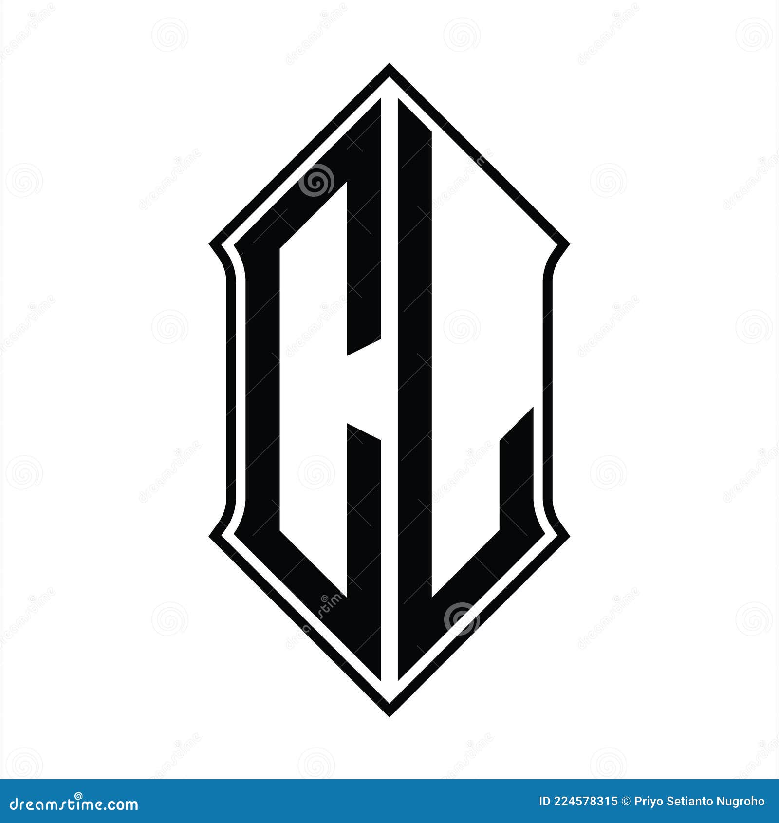 CL Logo Monogram with Shieldshape and Outline Design Template Vector ...