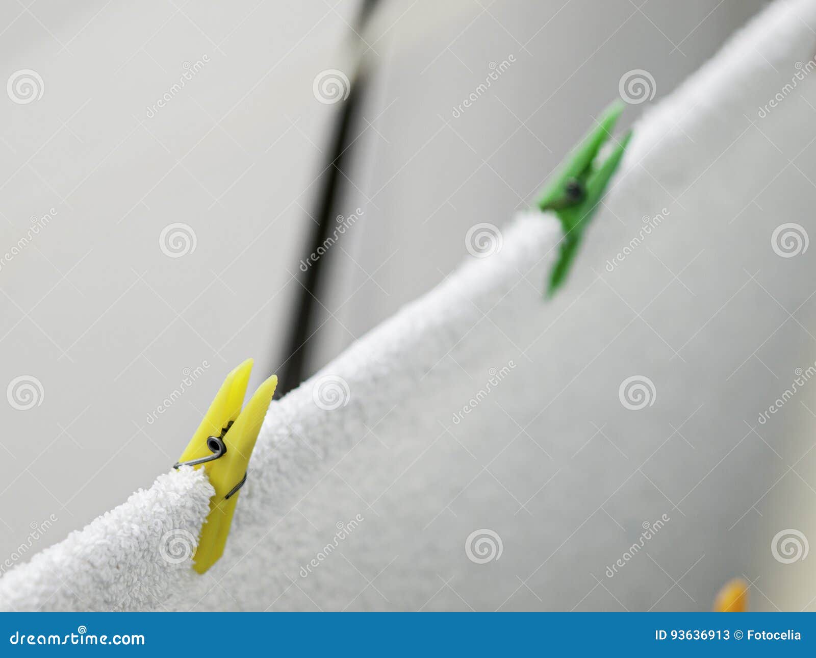Clamps on clothesline stock image. Image of closeup, clothespin 93636913