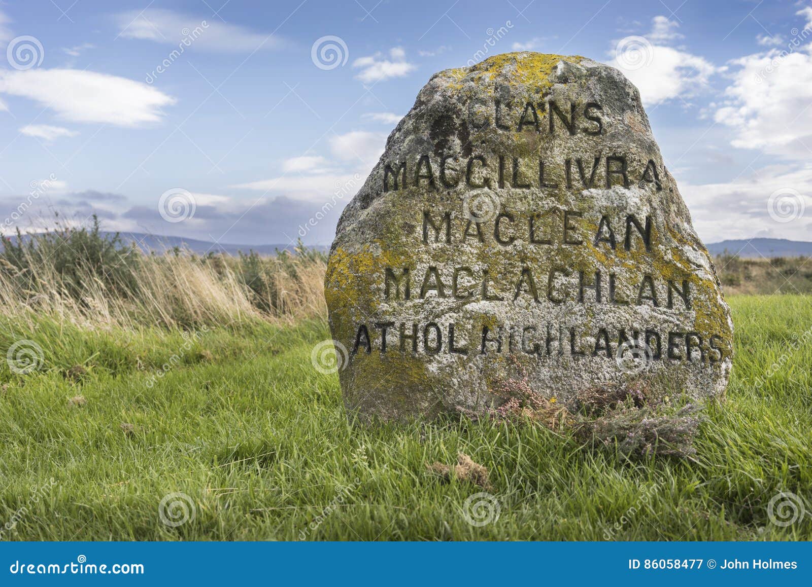 clan graves on culloden moor battlefield in scotland.