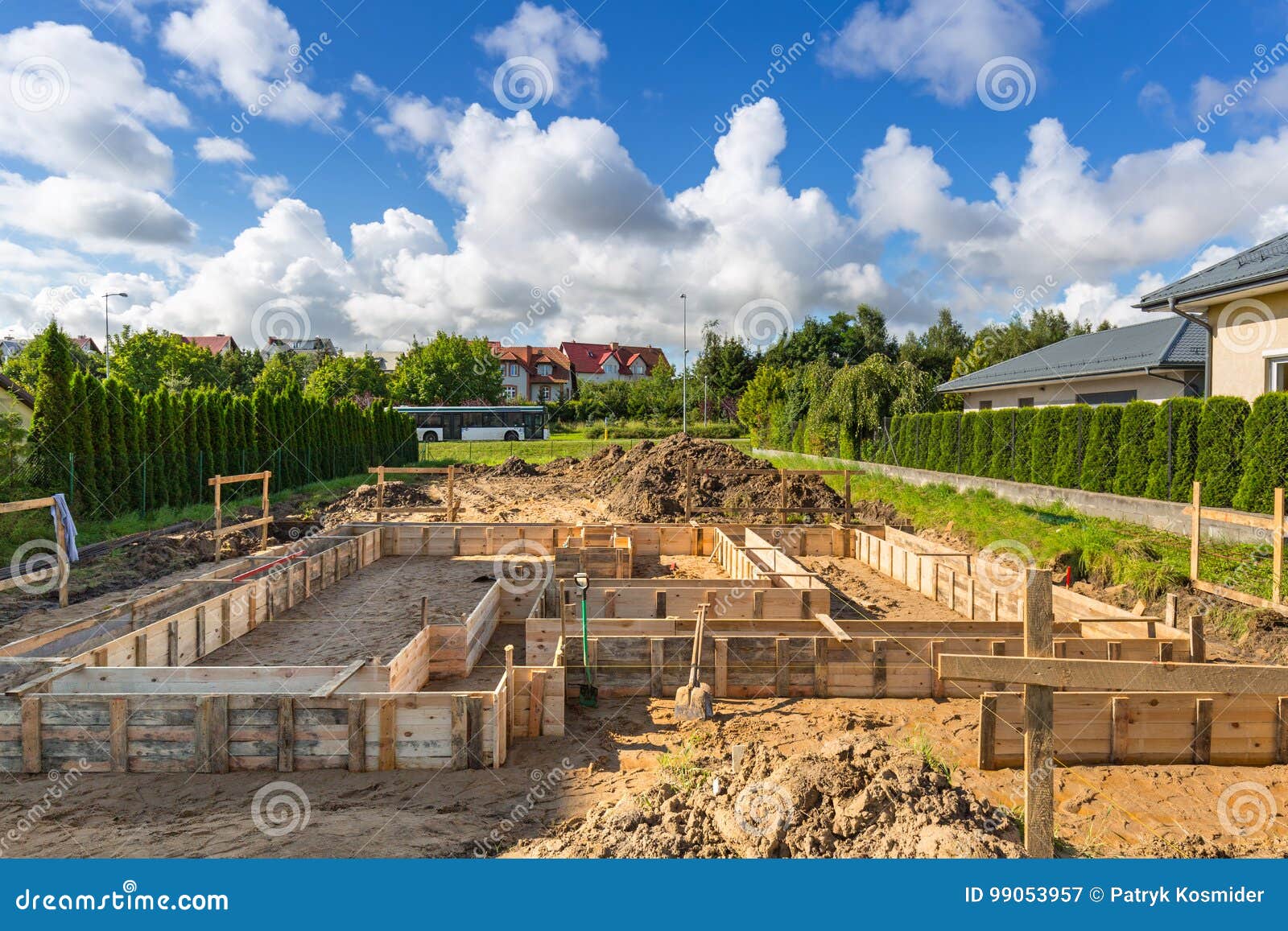 Clapboards For Concrete Foundation Stock Image - Image of estate