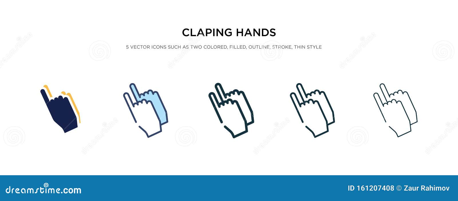 claping hands icon in different style  . two colored and black claping hands  icons ed in filled,