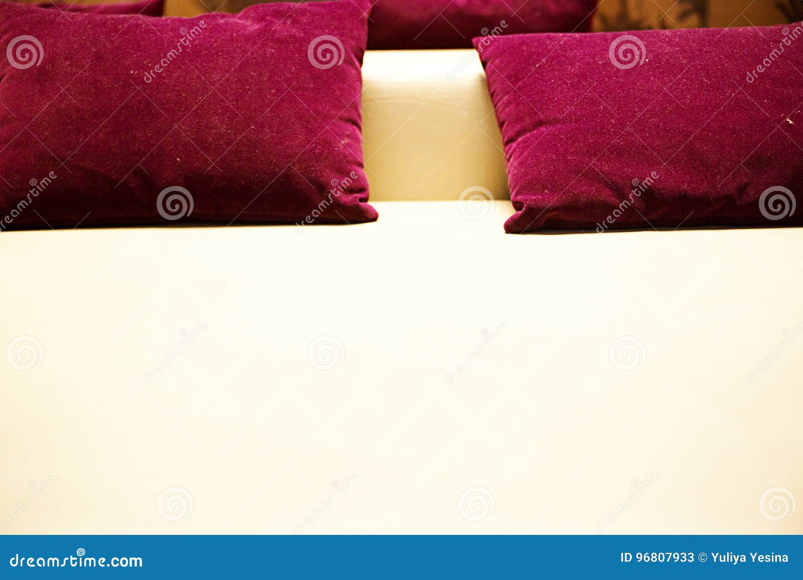 Claret Pillows on a White Leather Sofa Stock Image Image of home