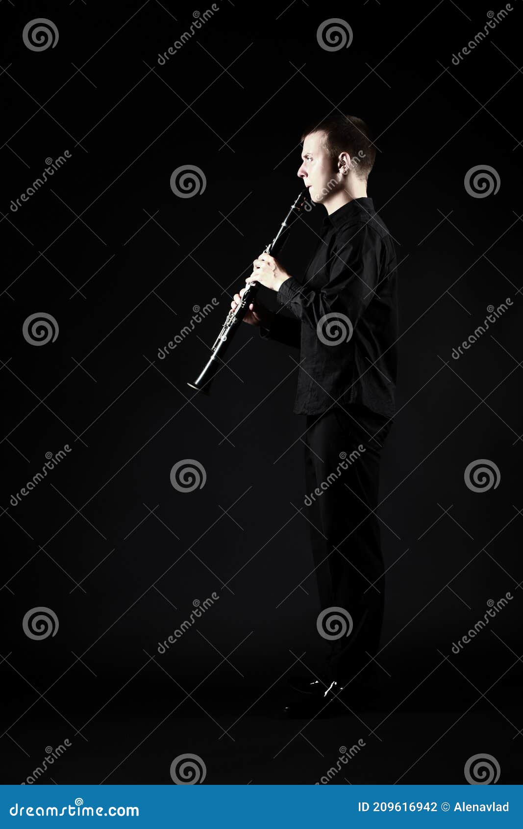 Clarinet Player Classical Musician Man Playing Clarinette Stock Photo