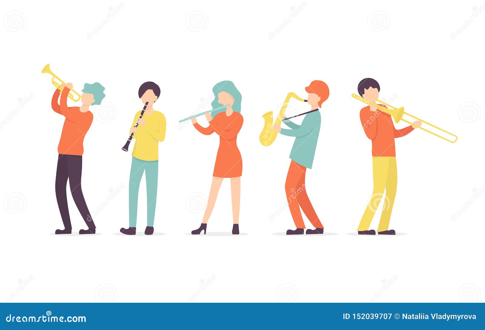 clarinete, saxophone, trumpet, flute and trombon