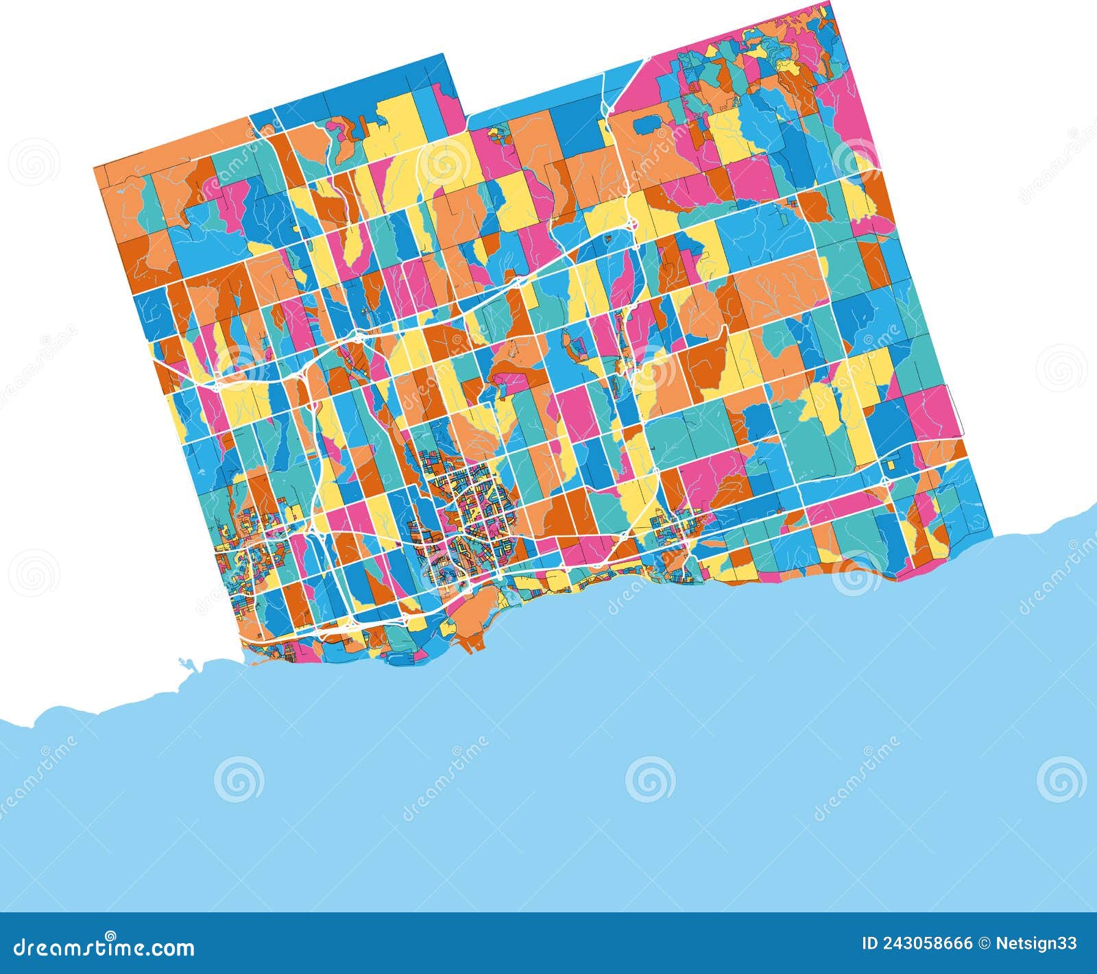 clarington, canada colorful high resolution art map