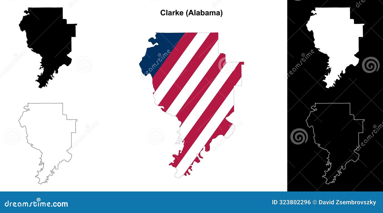 Clarke outline map stock illustration