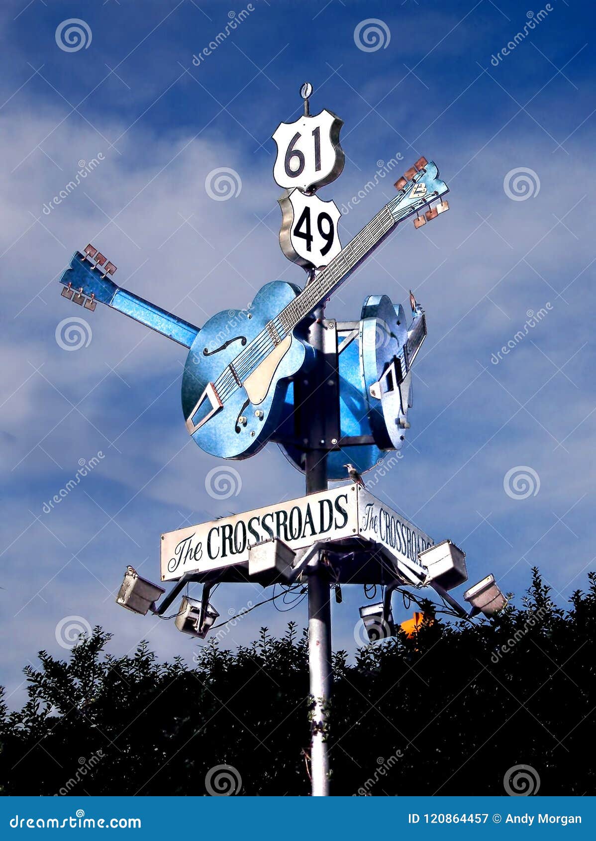 delta blues guitar highway sign