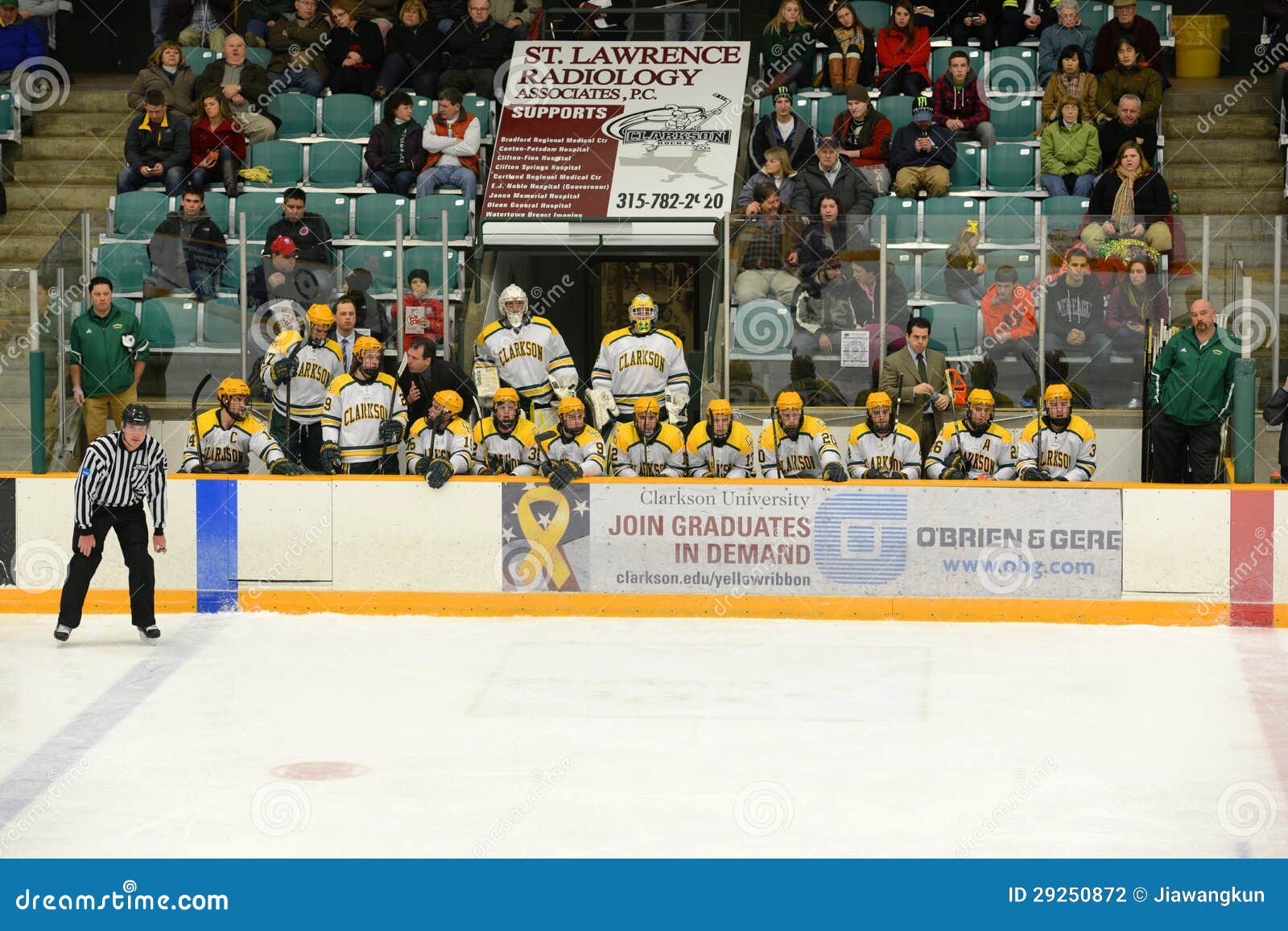 Clarkson Bench in NCAA Hockey Game Editorial Photography Image of equipment, league 29250872
