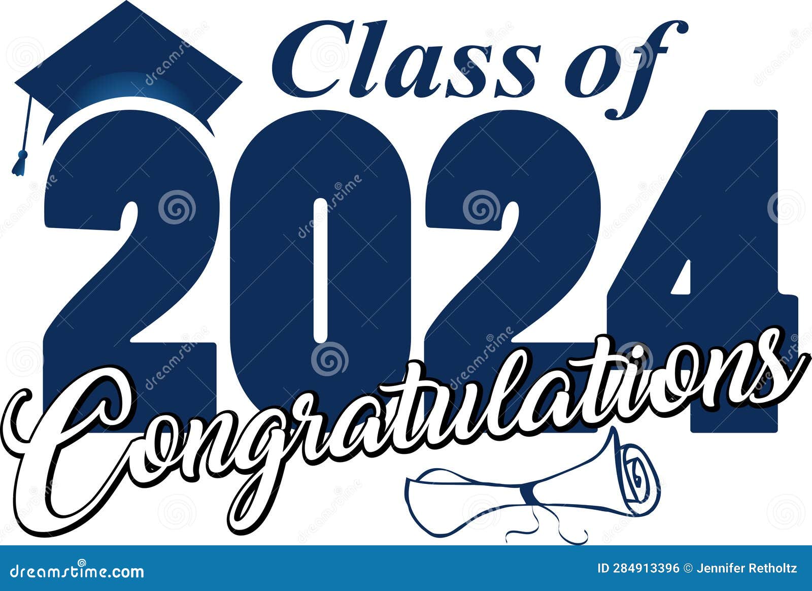 Class Of 2024 Congratulations Blue And Black Stock Vector