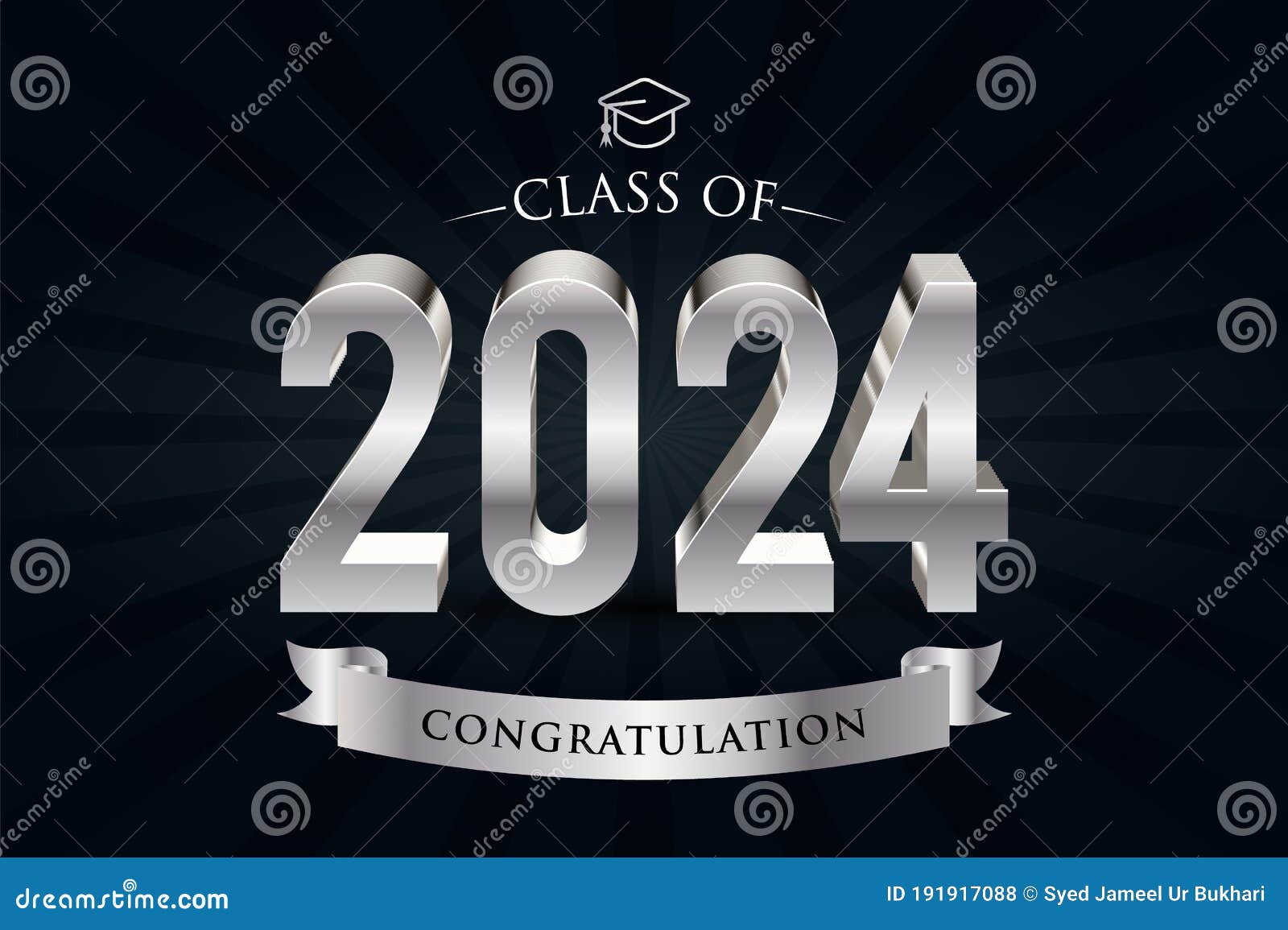 Class of 2024 Congratulation 3d Lettering Stock Vector Illustration