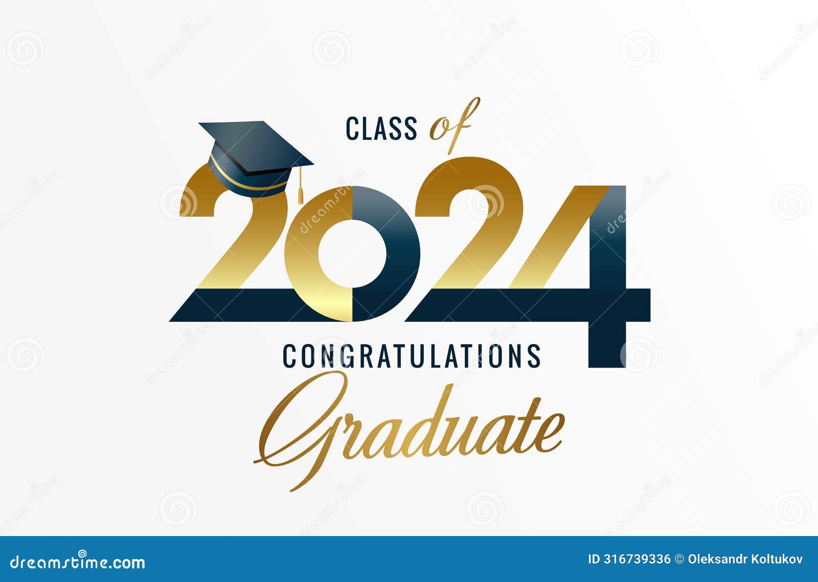 class of 2024, congratulation graduate typography logo 