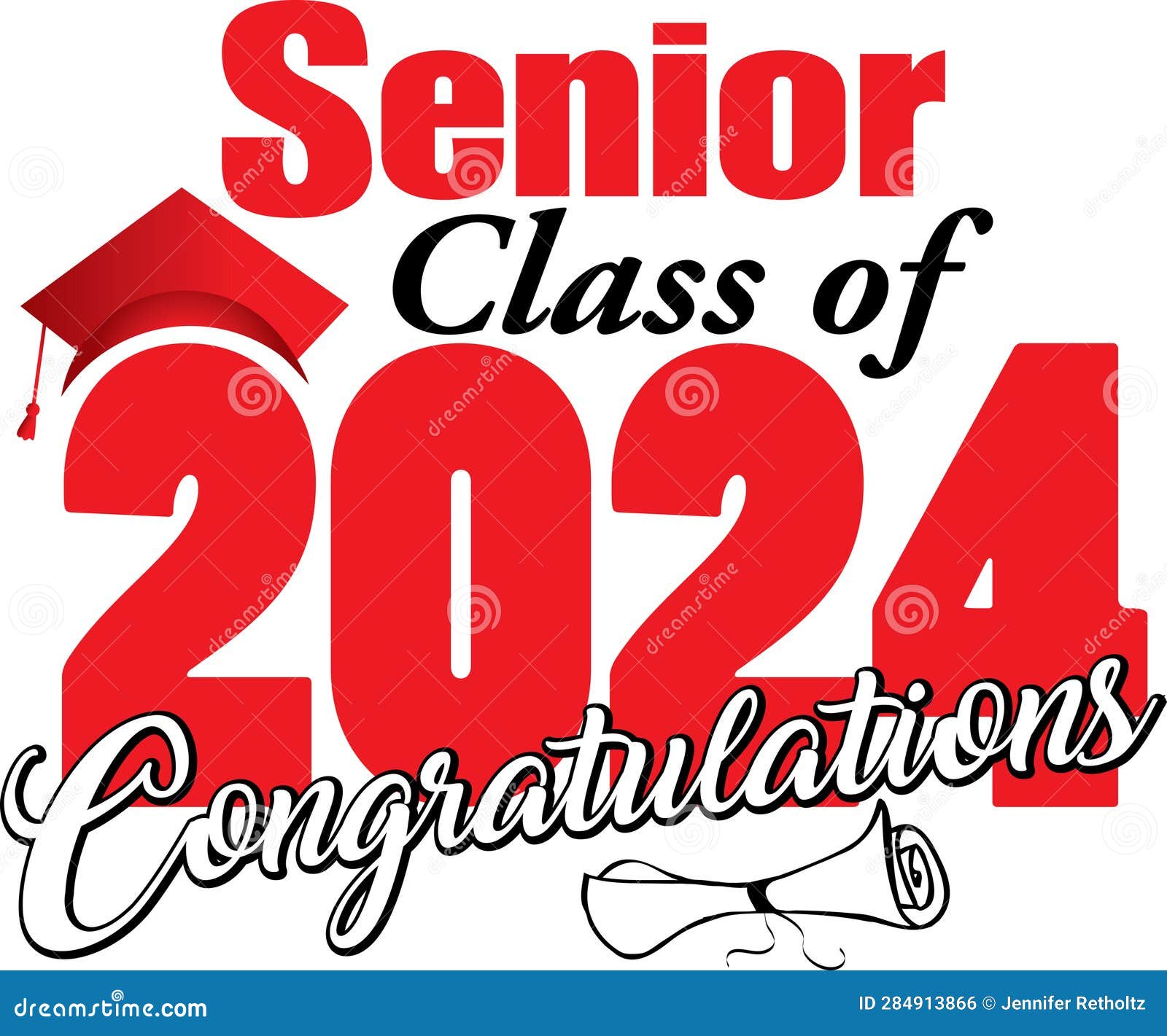 Class of 2024 Congratulations Red Stock Illustration Illustration of