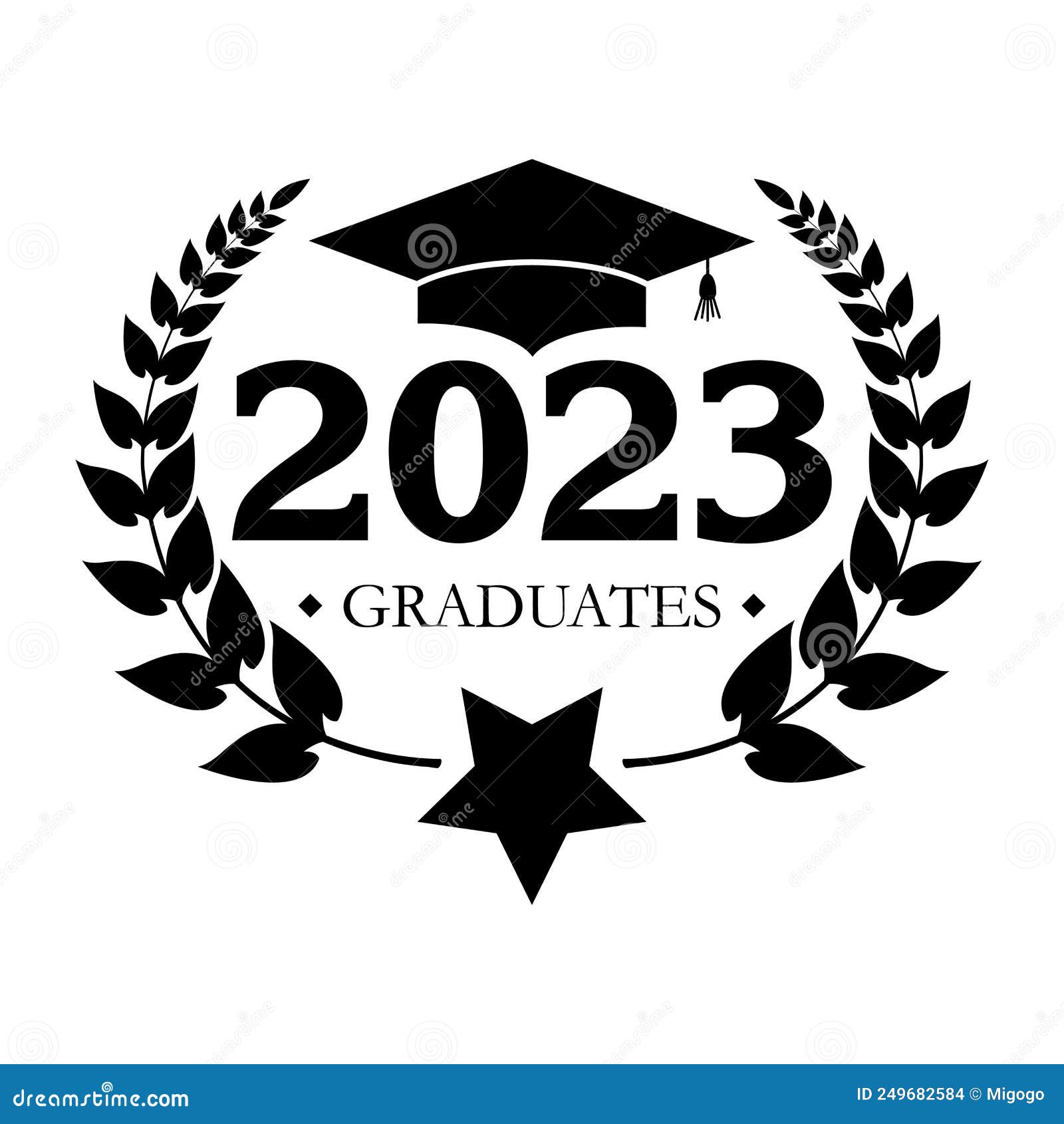 2023 Class Of With Graduation Cap And Laurel Wreath Cover Of Card For
