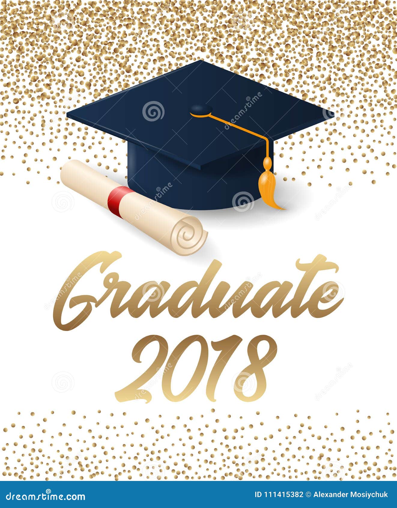Download Class Of 2018 Graduation Poster With Hat And Diploma Scroll. Stock Vector - Illustration of ...