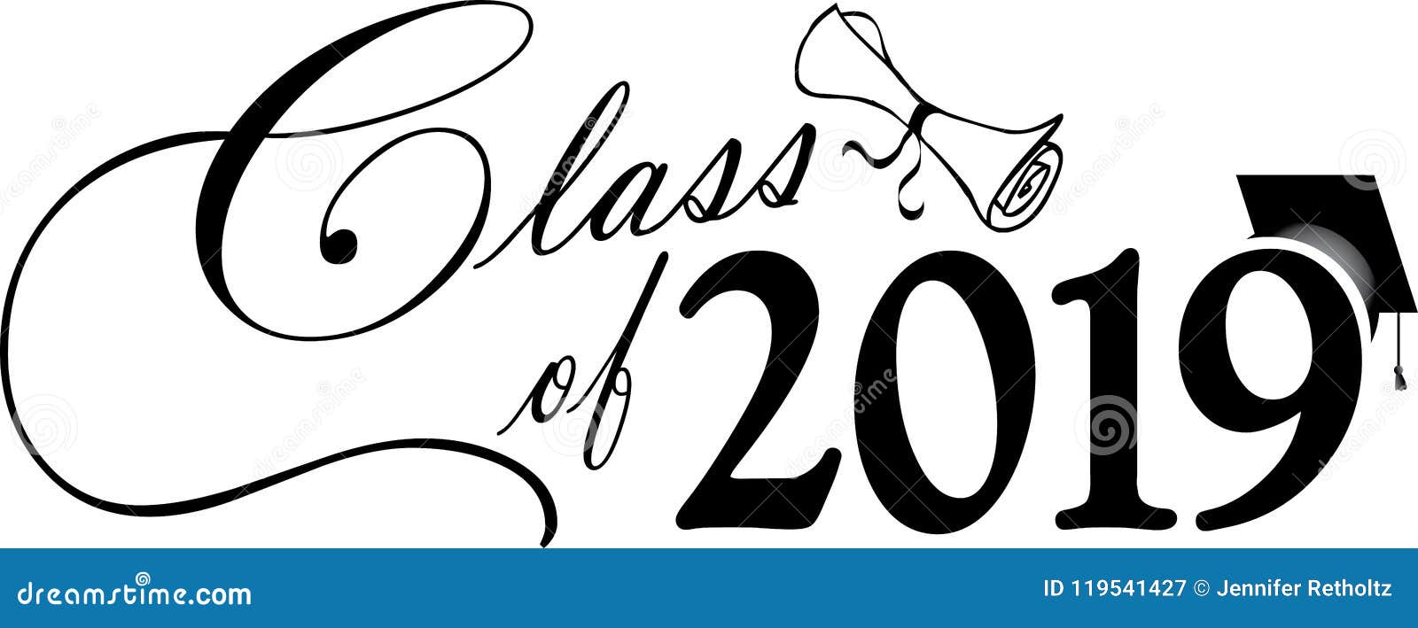 Download Class Of 2019 Script With Diploma And Graduation Cap Stock ...