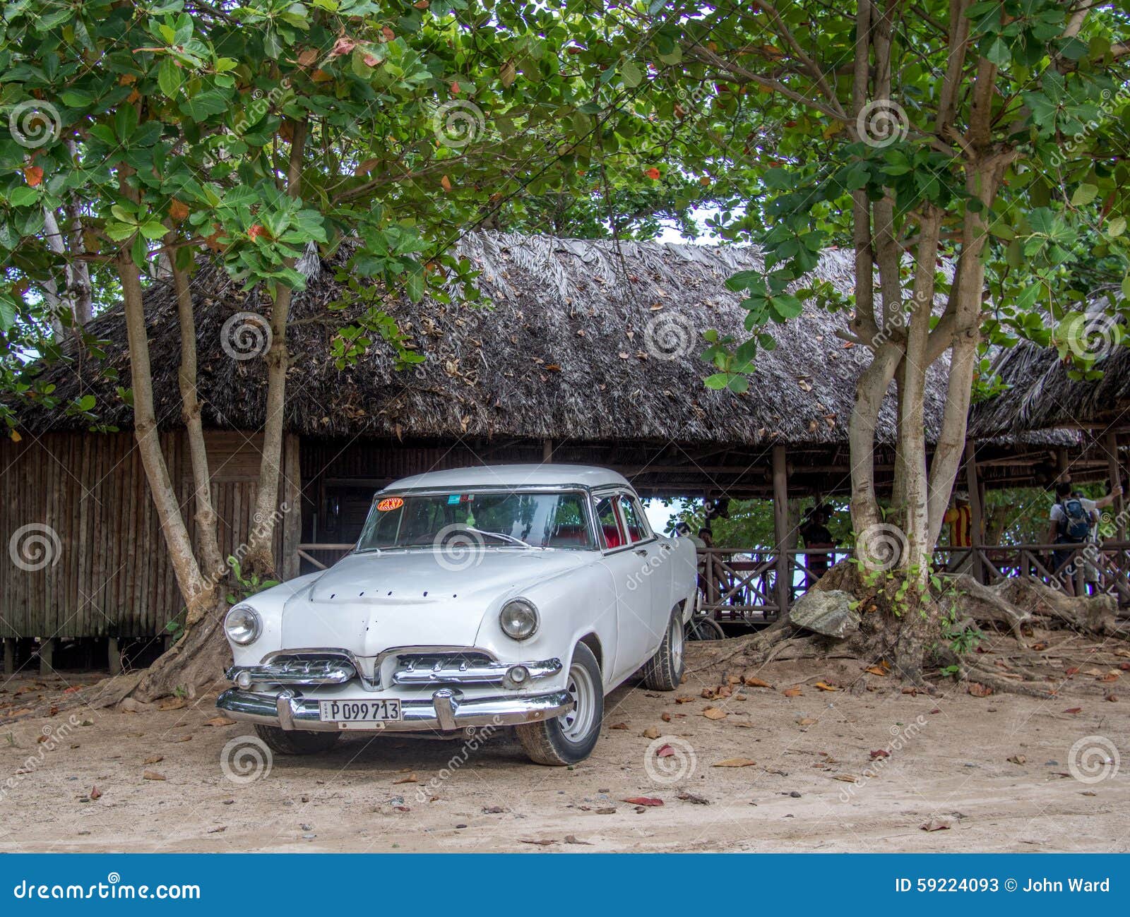 Classic American Car on Beach Near Baracoa Editorial Stock Photo