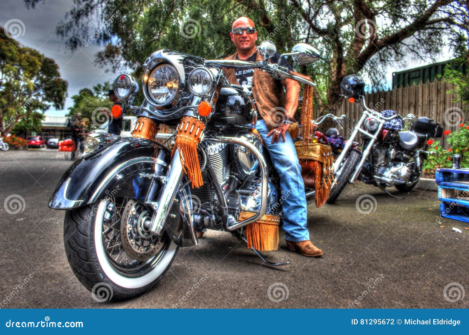 Classic American Indian Motorcycle and Rider Editorial Photography ...