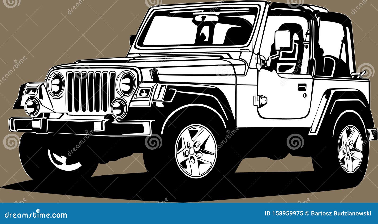 Classic American Vintage Retro Custom Car Jeep Wrangler Stock Vector -  Illustration of sport, graphic: 158959975