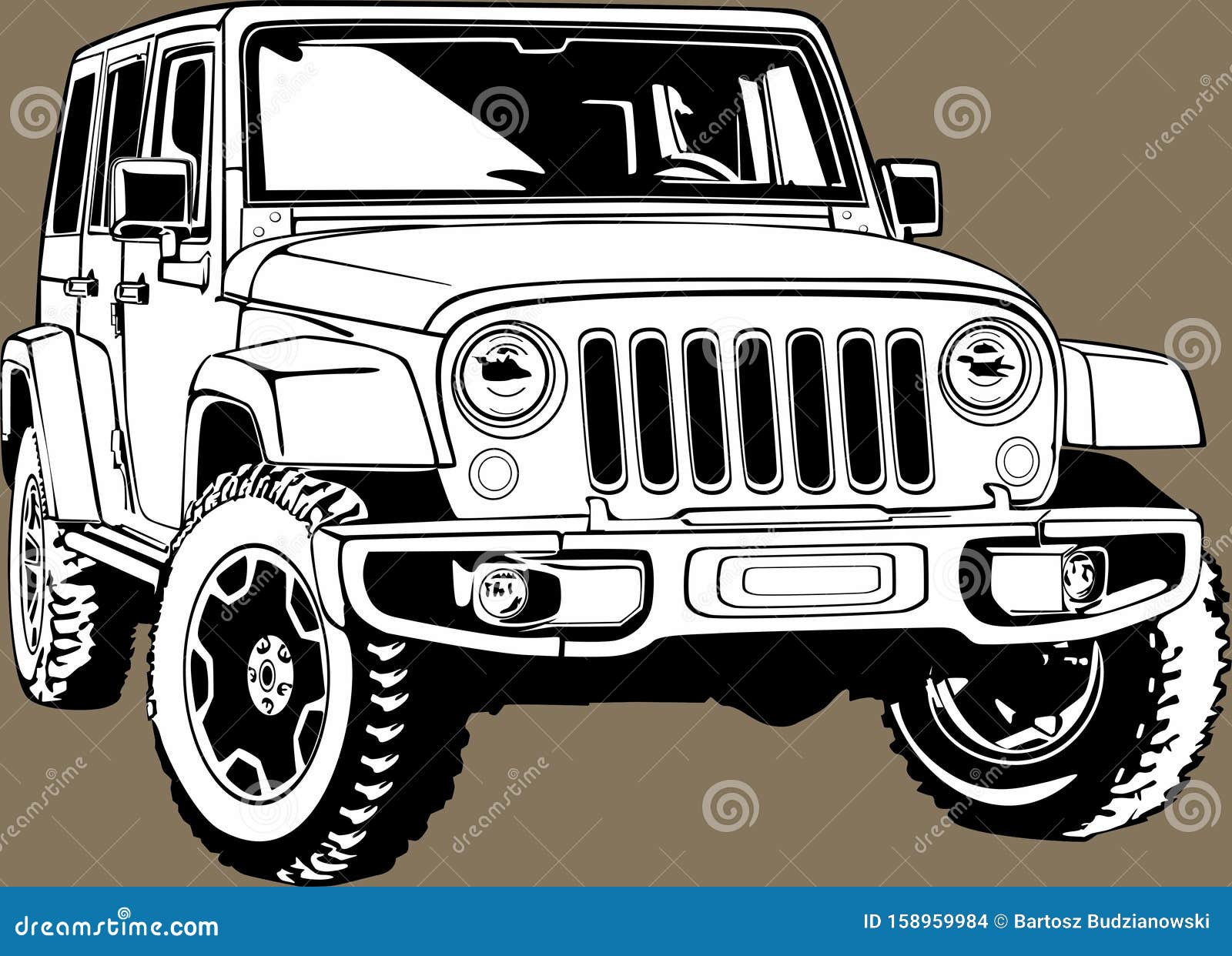 Classic American Vintage Retro Custom Car Jeep Wrangler Stock Vector -  Illustration of wrangler, graphic: 158959984