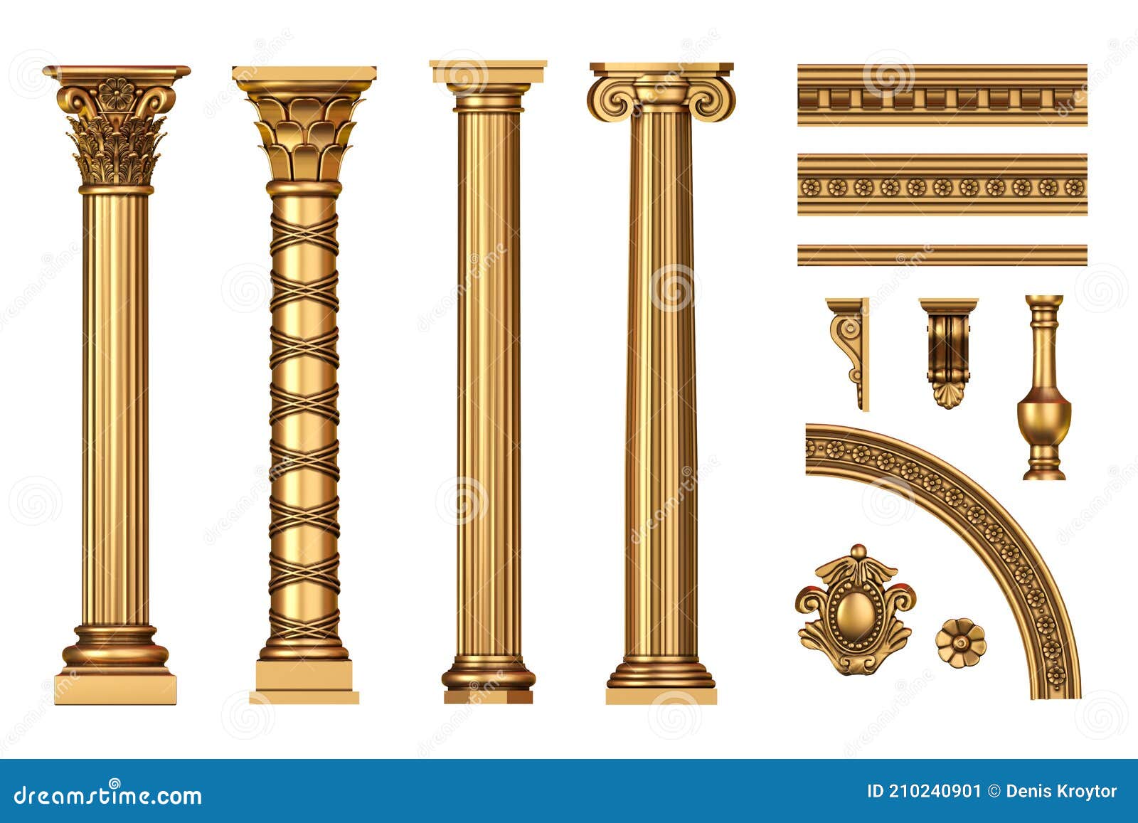 classic antique golden columns set