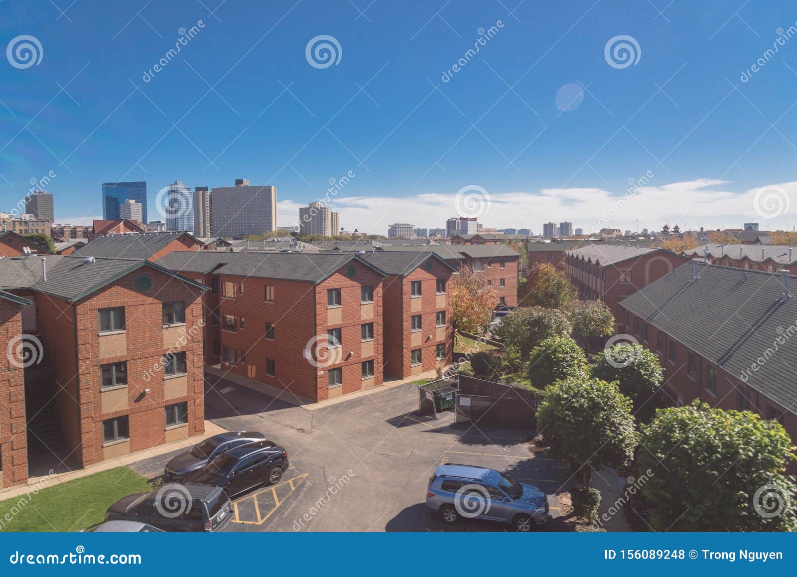 Classic Apartment Complex Near Chinatown with Autumn Color Near