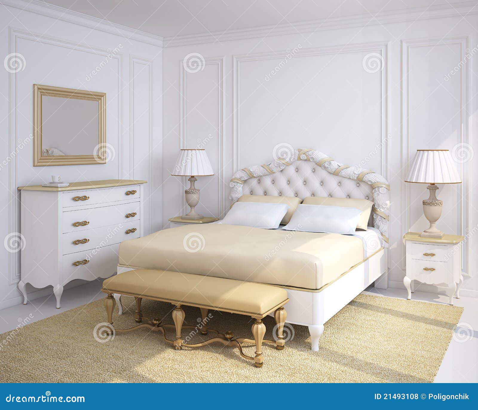 Classic Bedroom Interior. Royalty Free Stock Photos 