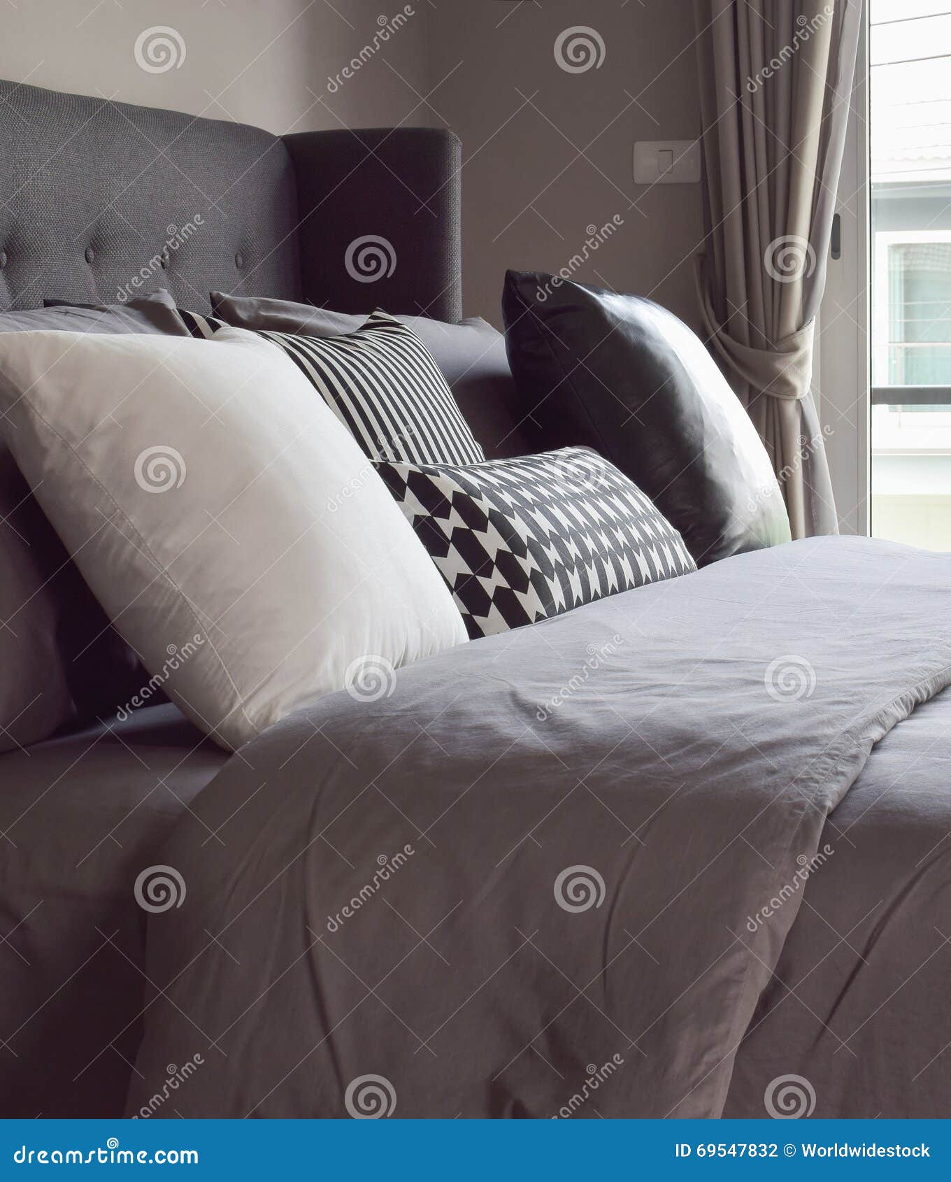 Classic Bedroom with Pillows Next To the Window Stock Photo Image of