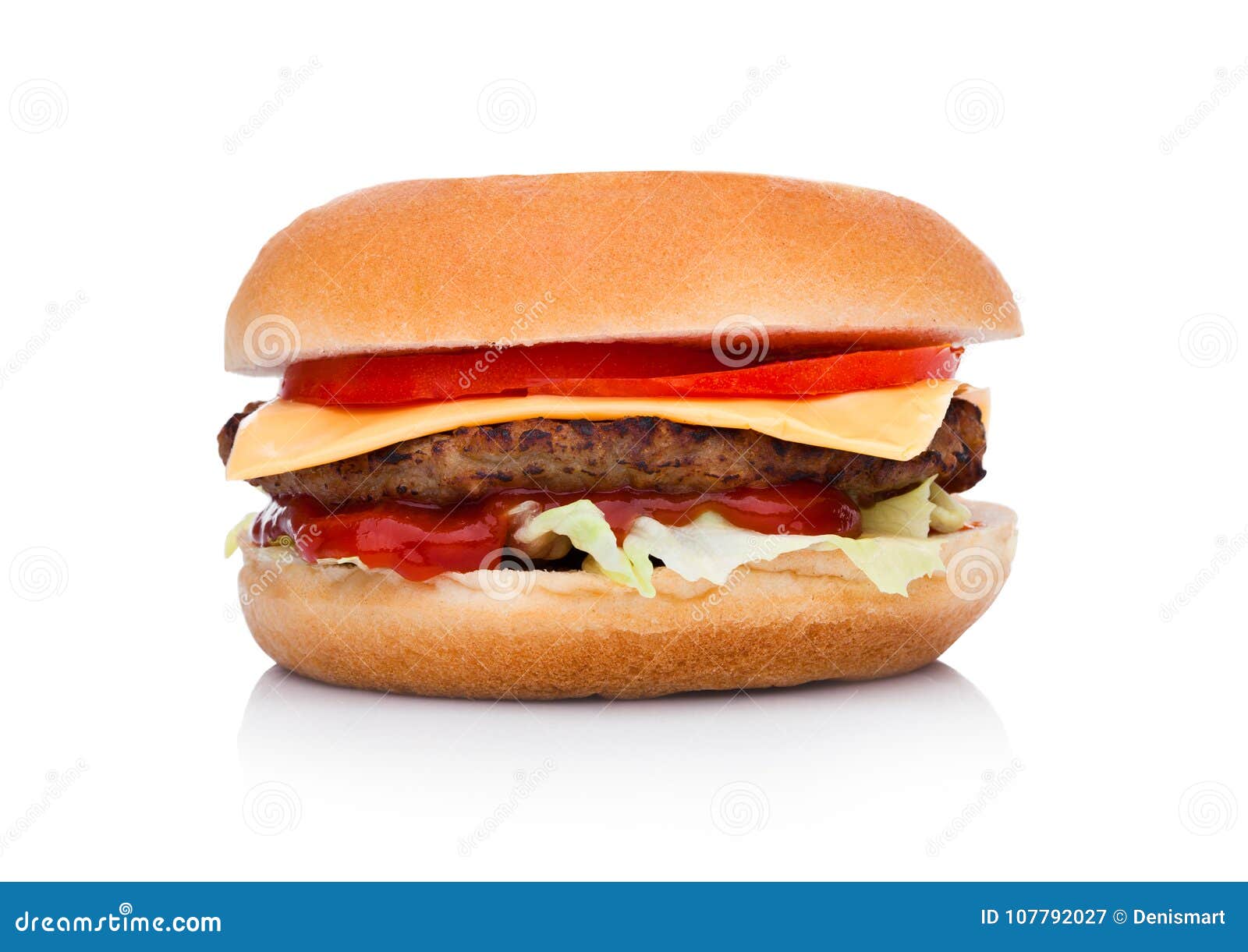 Classic Beef Cheeseburger With Vegetables Stock Image - Image of double ...