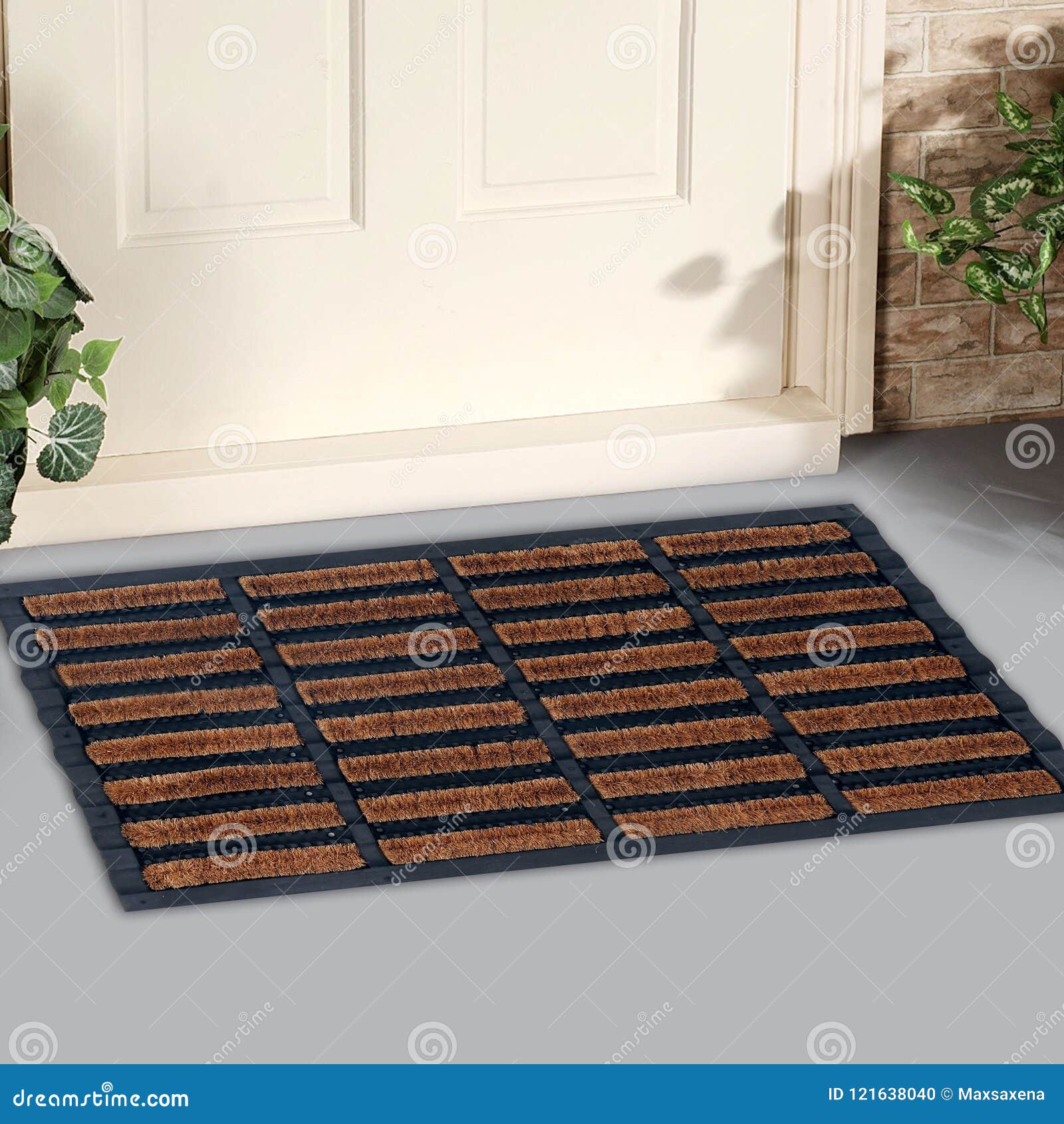 classic beige zute and black rubber mix outdoor doormat