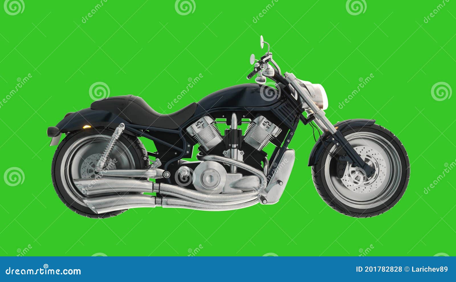 Classic Bike 4K Animation on Green Screen. 3d Rendering Stock