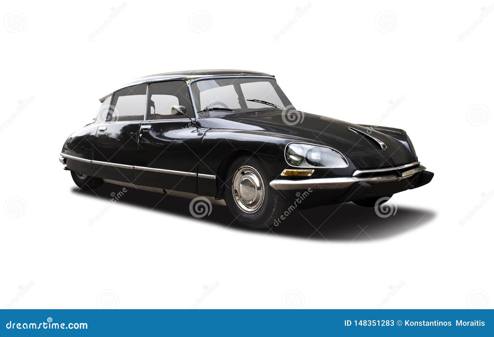 classic citroen ds front view  on white background