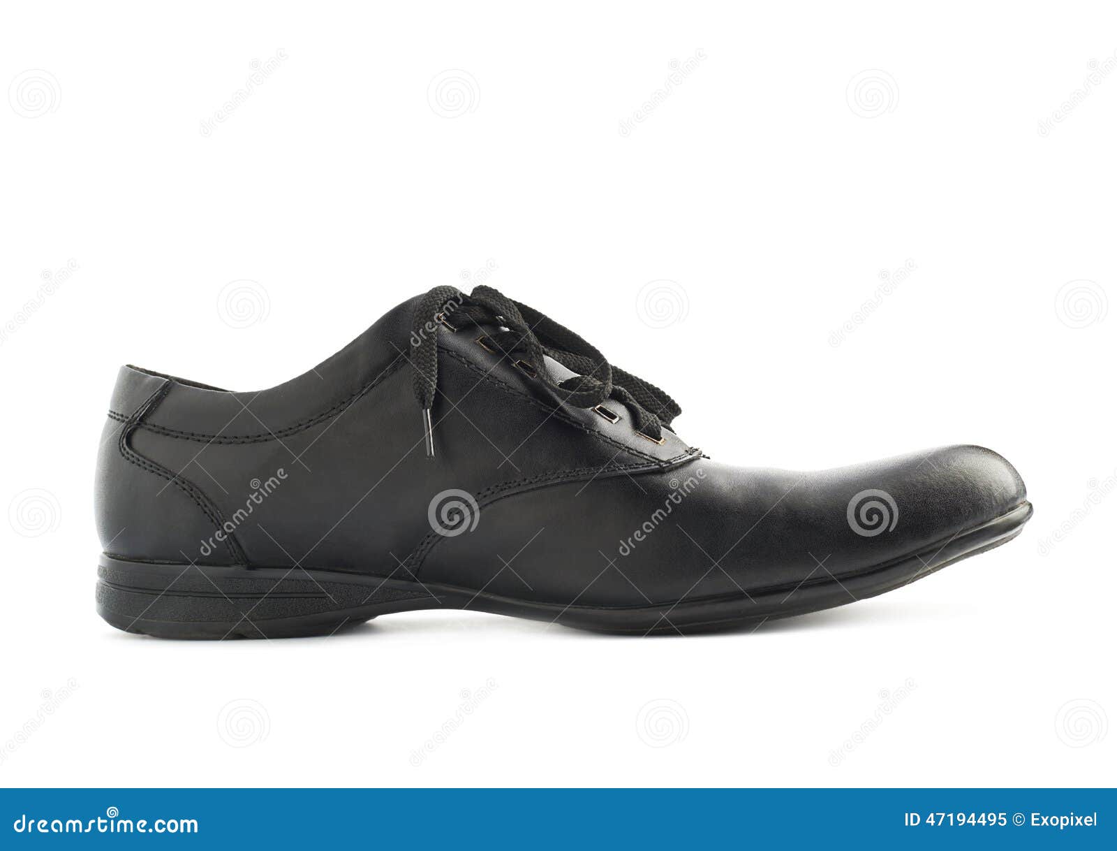 Classic Black Leather Shoe Isolated Stock Image - Image of formal, boot ...