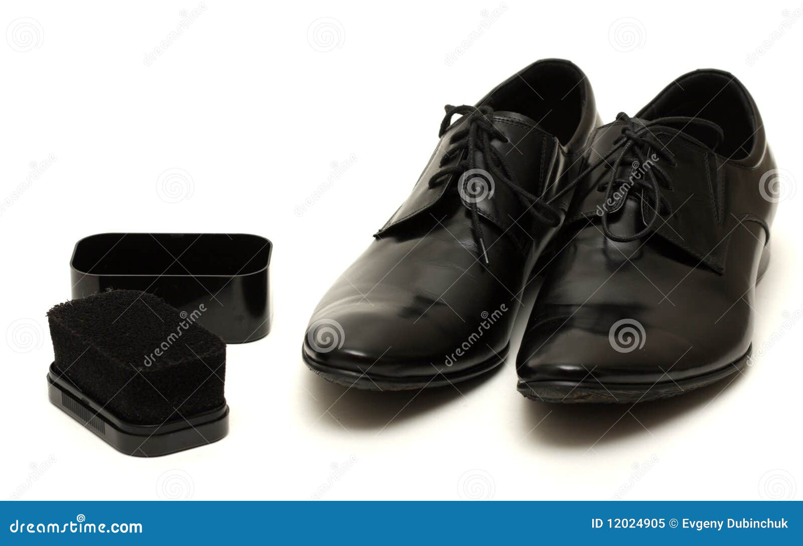 Classic Black Men S Shoes with Sponge on White Stock Image - Image of ...