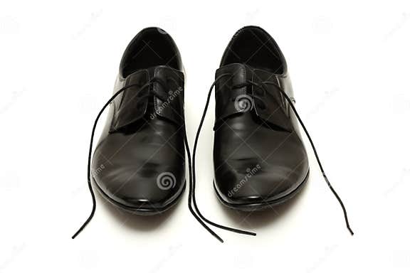 Classic Black Men S Shoes with Untied Laces Stock Photo - Image of lace ...
