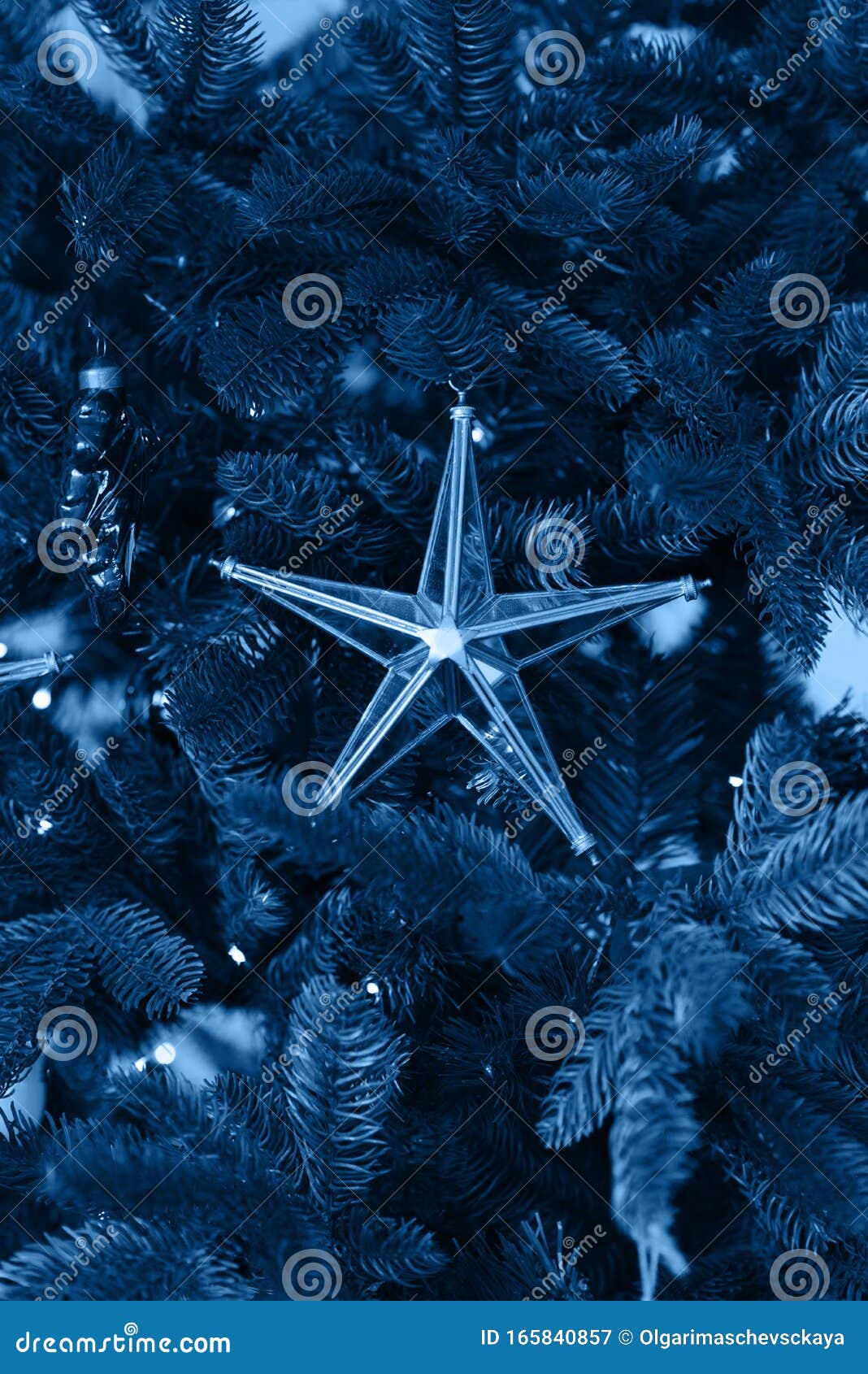 Classic Blue Color Of The Year 2020. Glass Christmas Toy Star Stock Image - Image of abstract ...