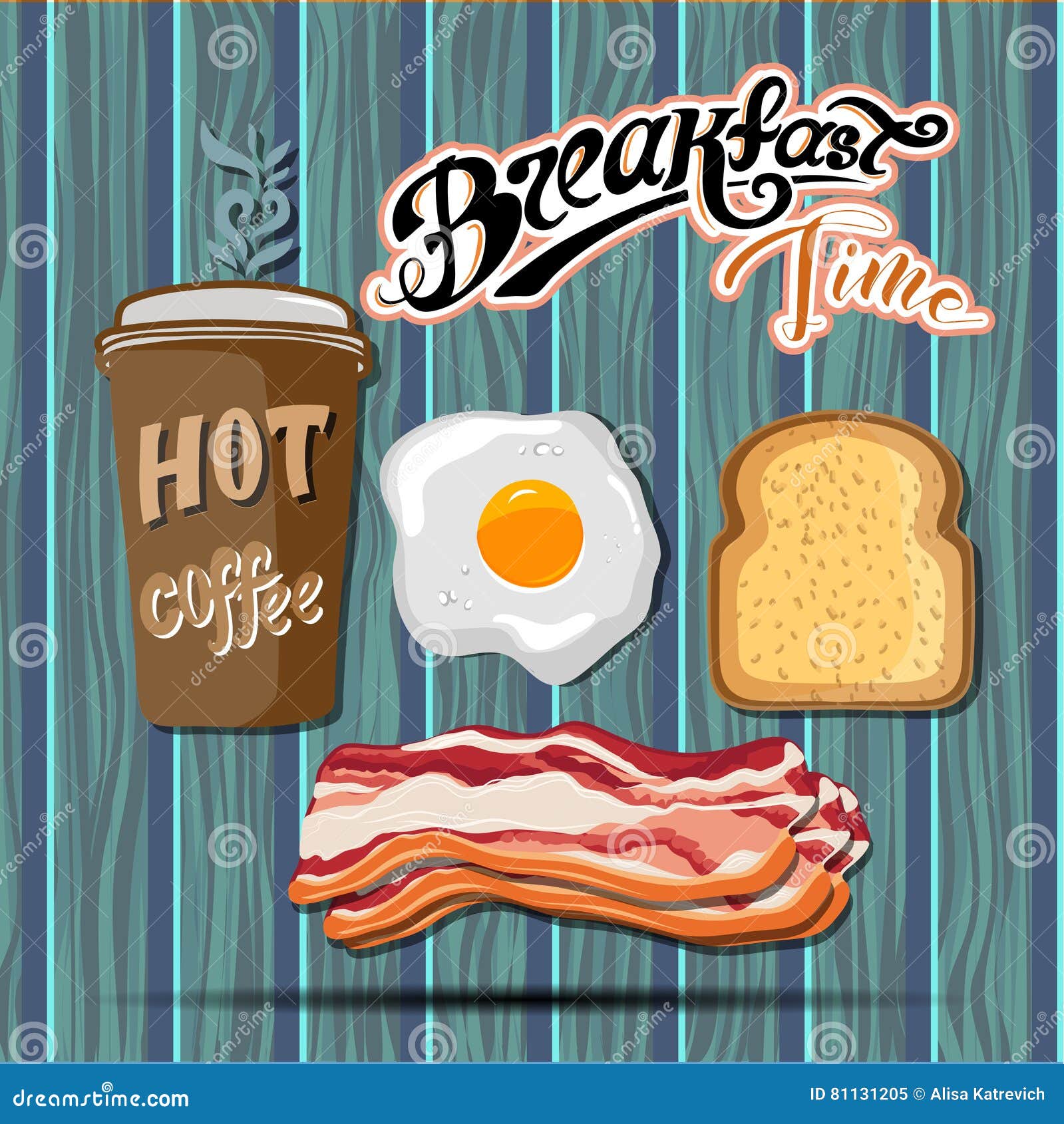 Classic Breakfast Motel Advertisement Retro Poster with Bacon Toast and