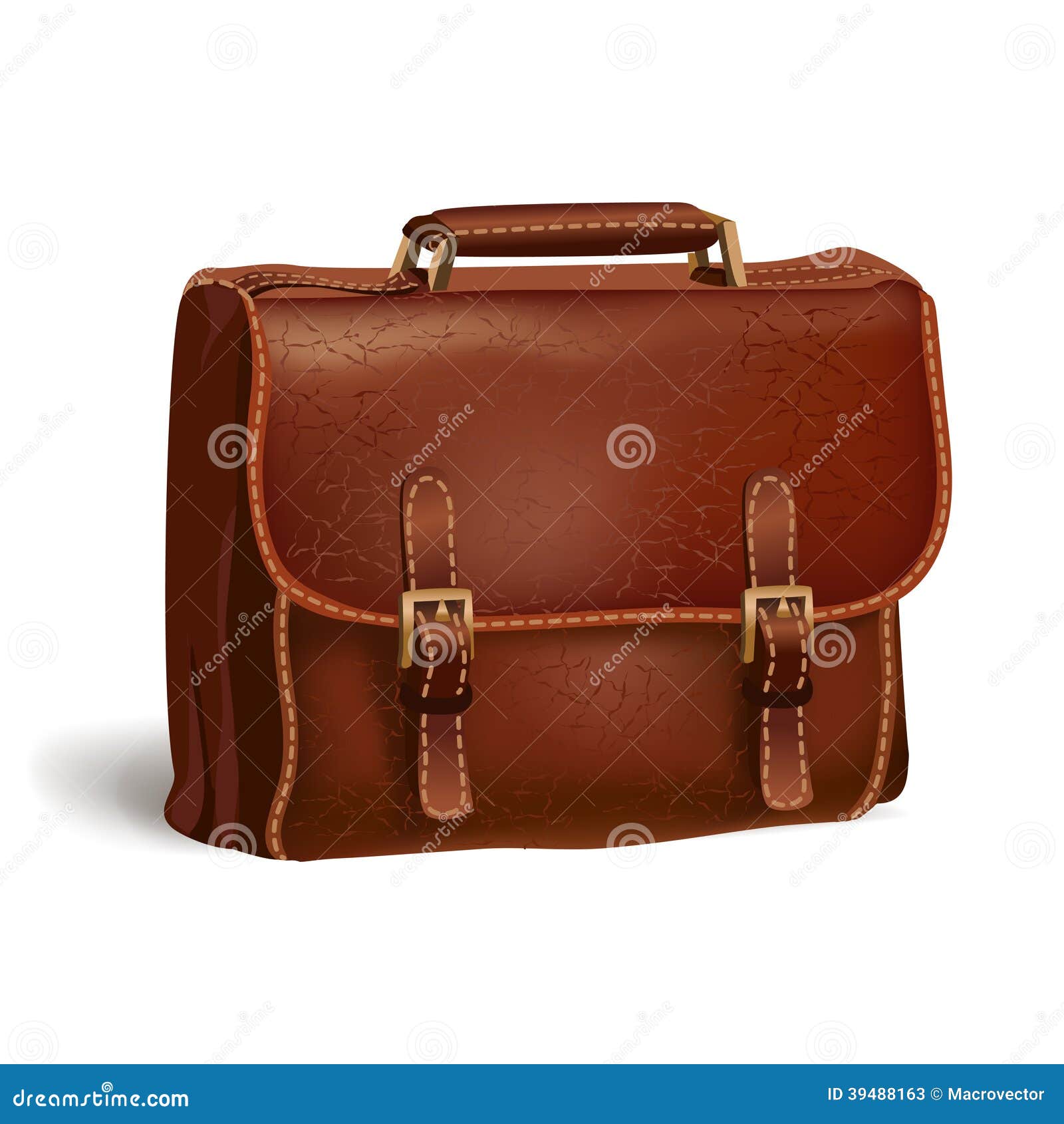 Classic Brown Leather Briefcase Stock Vector Illustration of