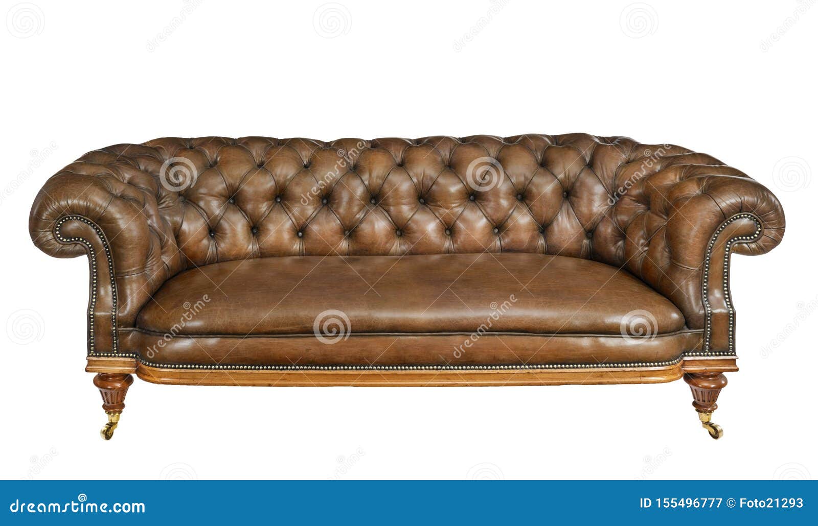 Classic Brown Leather Sofa Isolated on White Stock Image Image of
