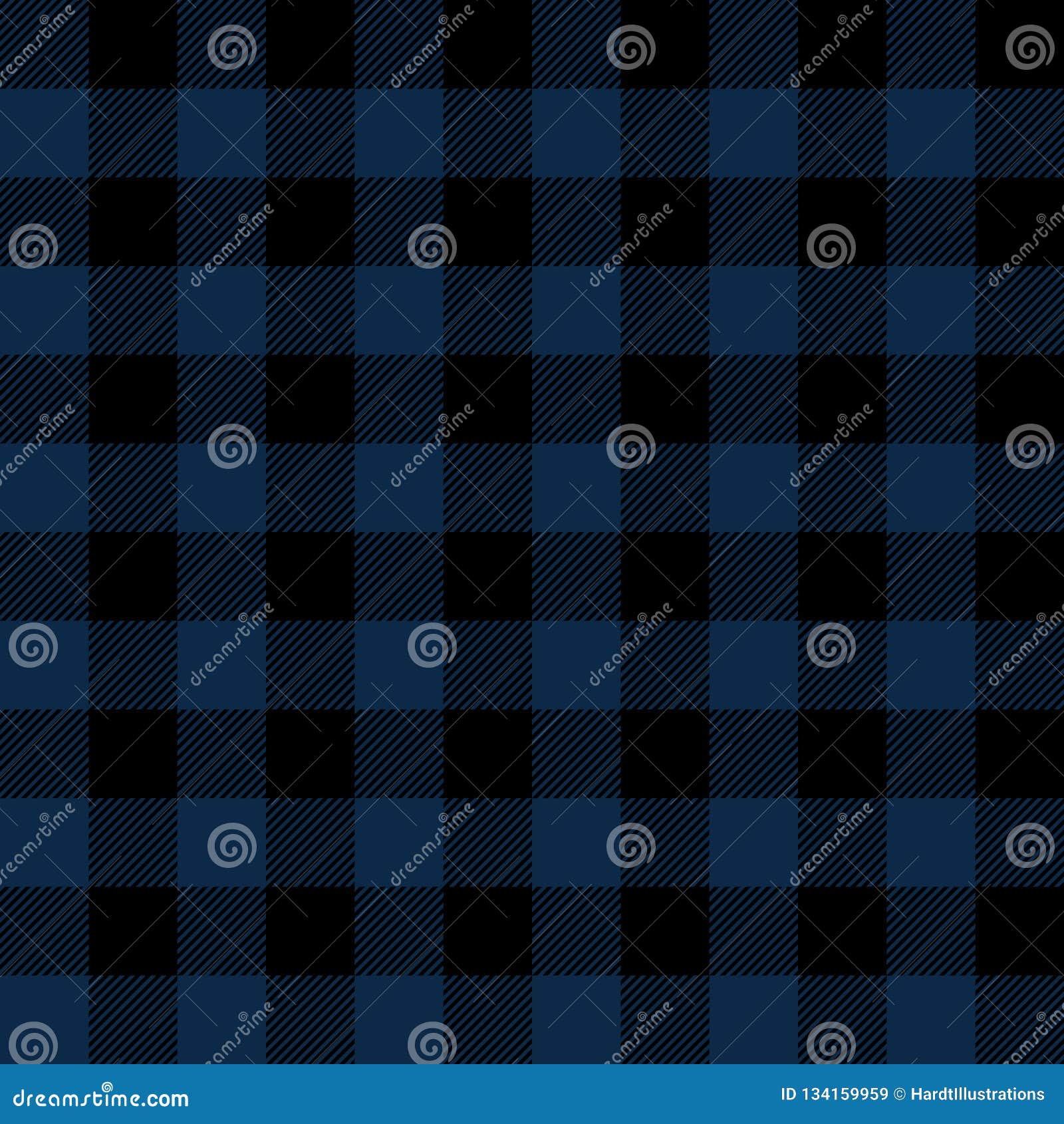Blue and Black Buffalo Plaid Seamless Pattern Stock Vector