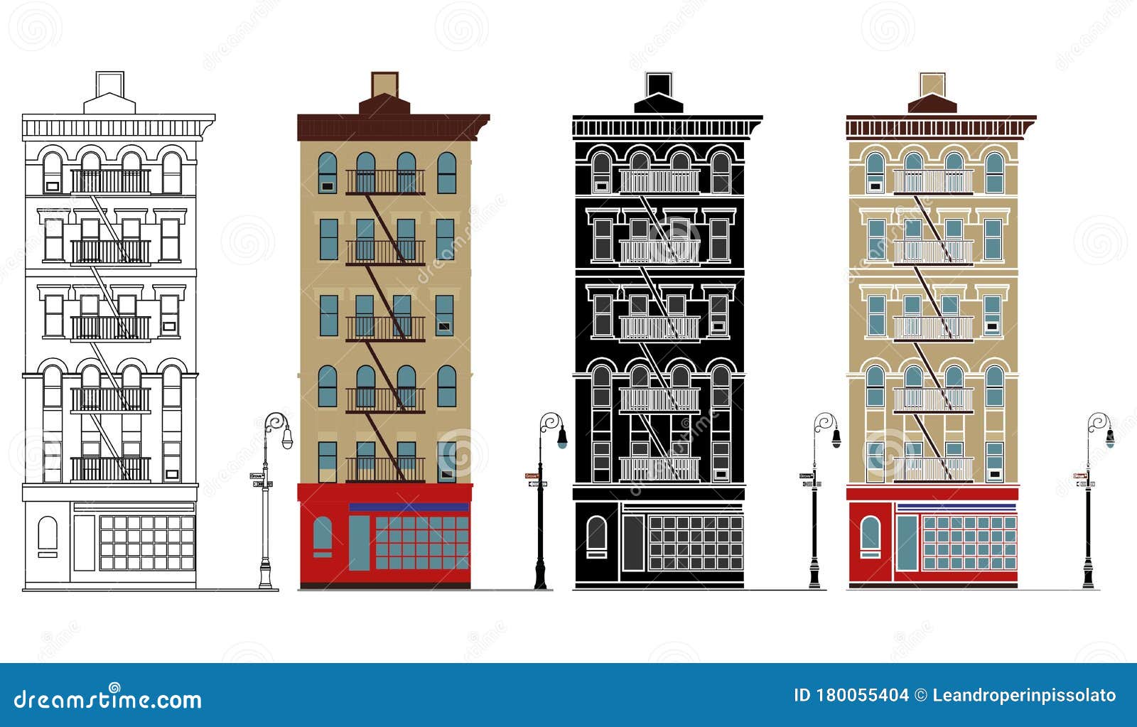 Classic Building in Front View Stock Vector - Illustration of outline