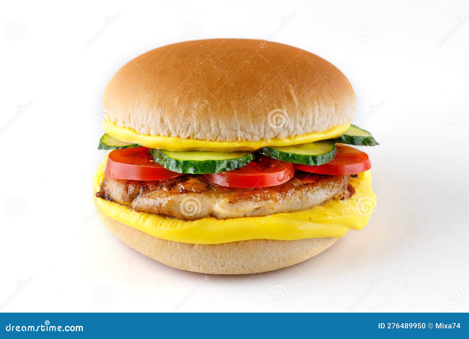 classic burger like in mcdonalds with chicken on white background for menu and website  of food delivery restaurant 1