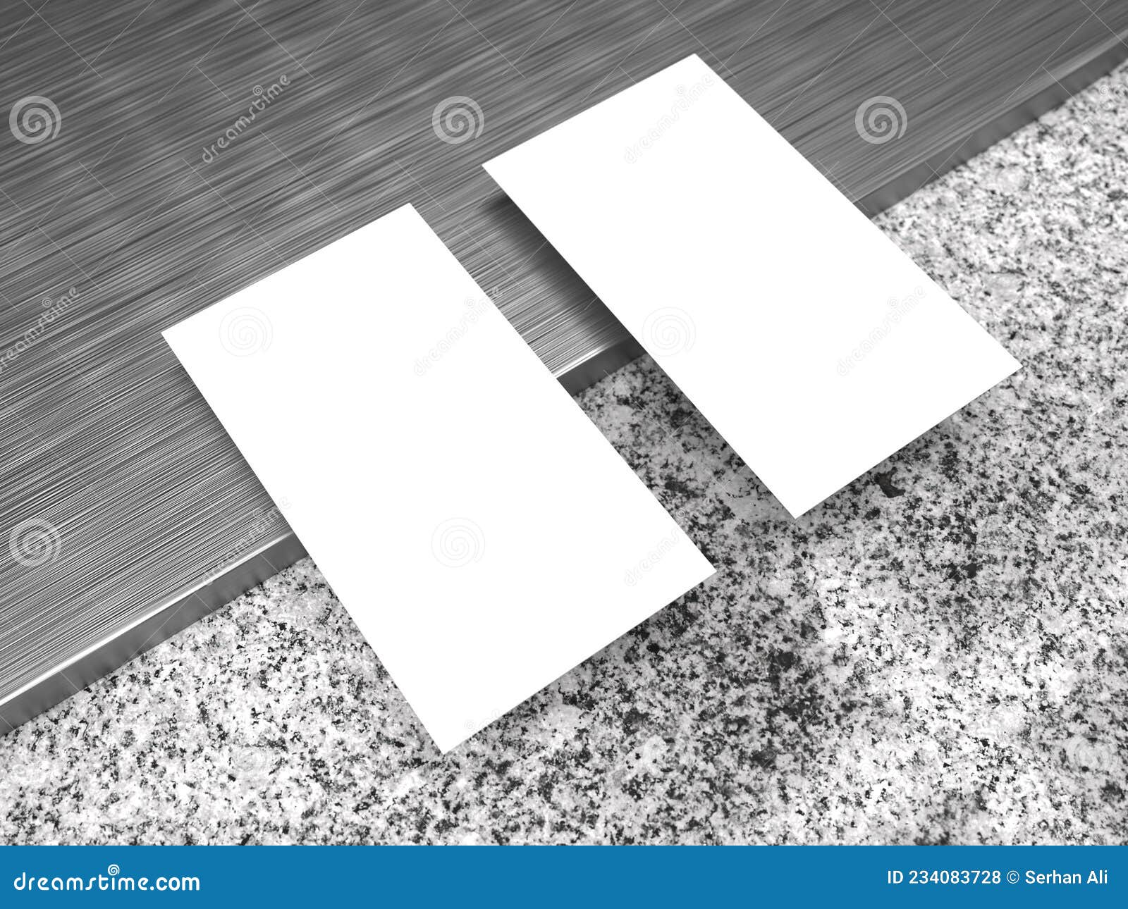 classic business card mockup double front and back angeled cross view