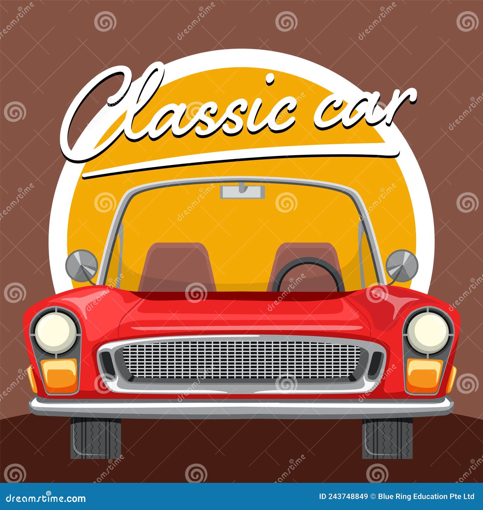 The Classic Car Concept with Old Car Front View Stock Vector ...