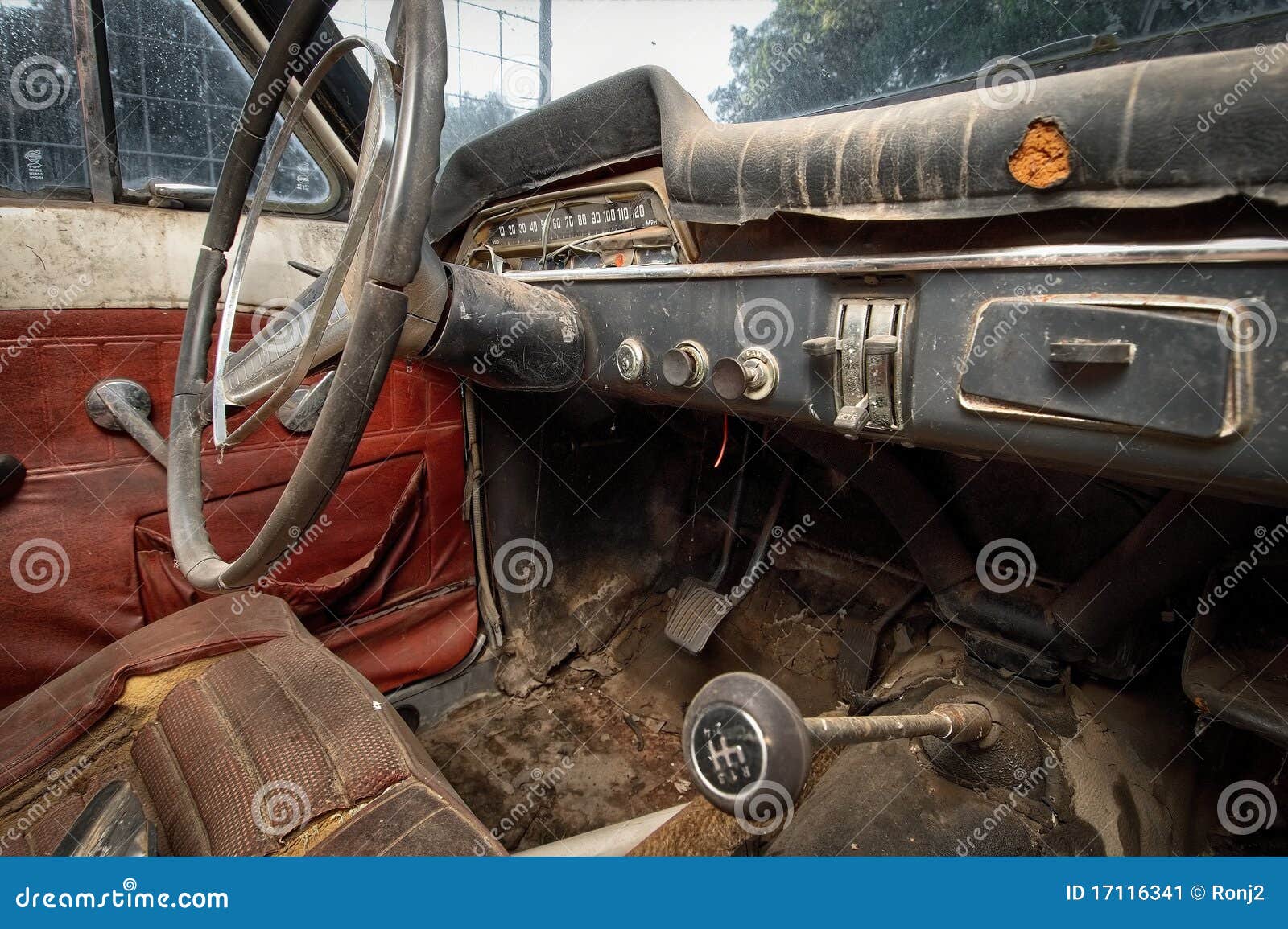 Classic Car In Disrepair Stock Image Image Of Interior