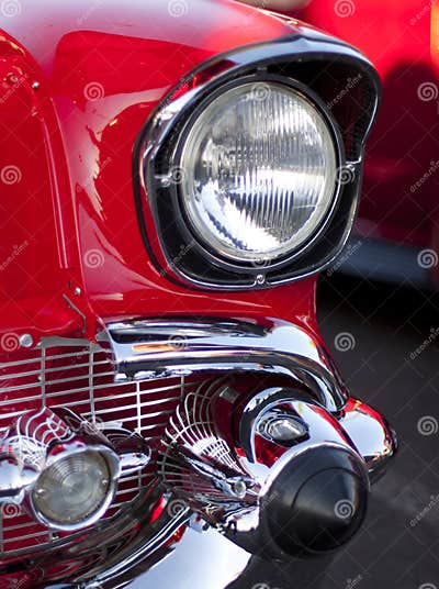 Classic Car Headlight and Grill Stock Photo - Image of cherry, retro