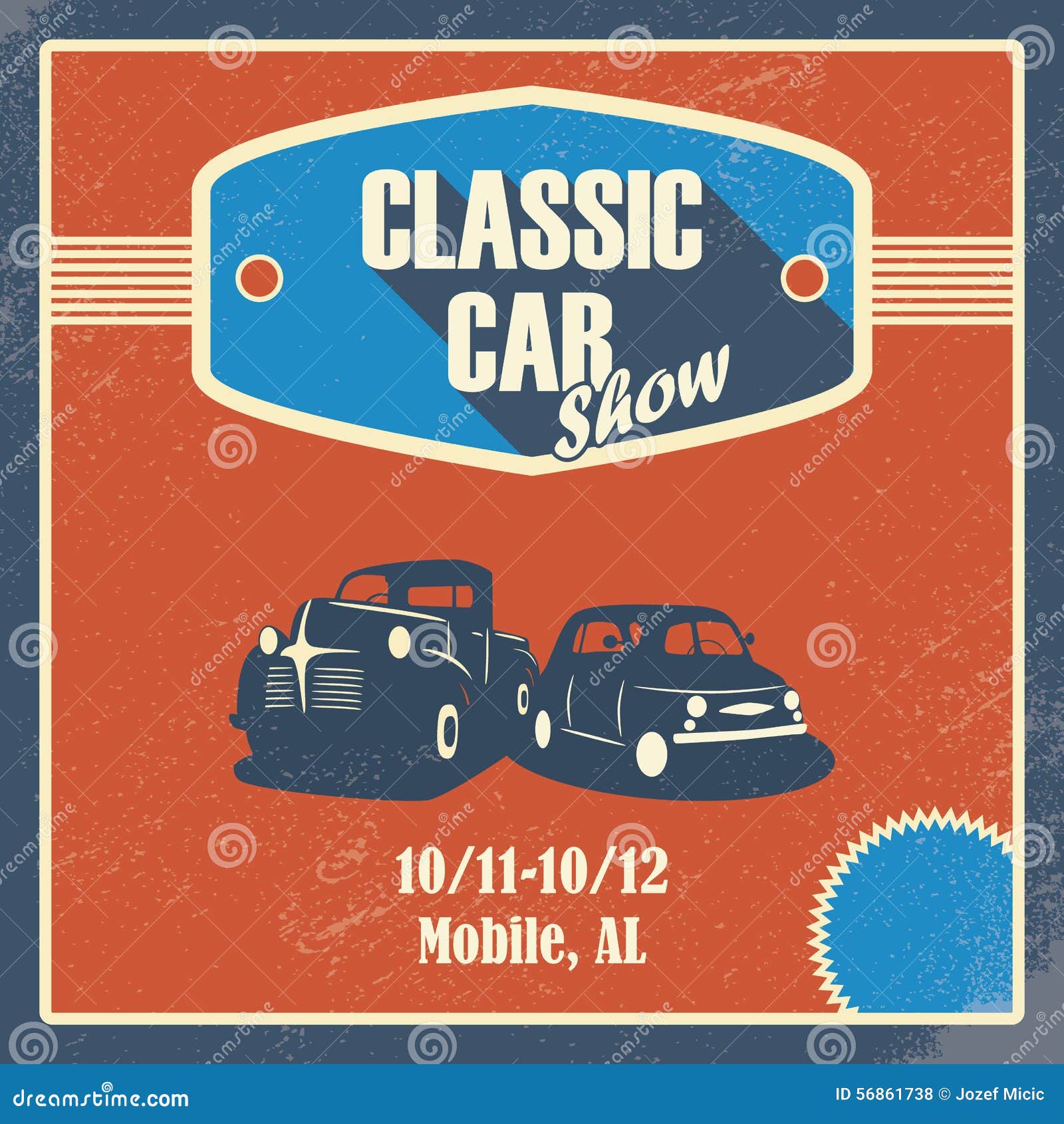 classic car show poster. old retro automobile